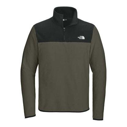The North Face NF0A7V4L custom quarter-zip in new taupe green and  tnf black, front view
