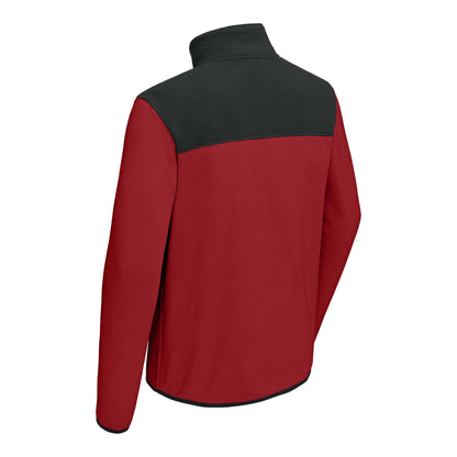 The North Face NF0A7V4L custom quarter-zip in rage red and  tnf black, back view
