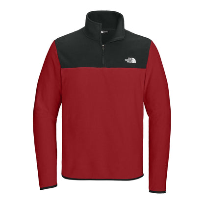 The North Face NF0A7V4L custom quarter-zip in rage red and  tnf black, front view