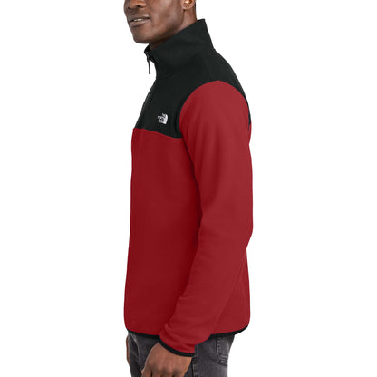 The North Face NF0A7V4L custom quarter-zip in rage red and  tnf black, left side view