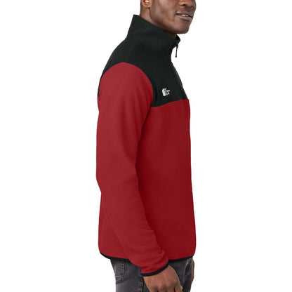 The North Face NF0A7V4L custom quarter-zip in rage red and  tnf black, right side view