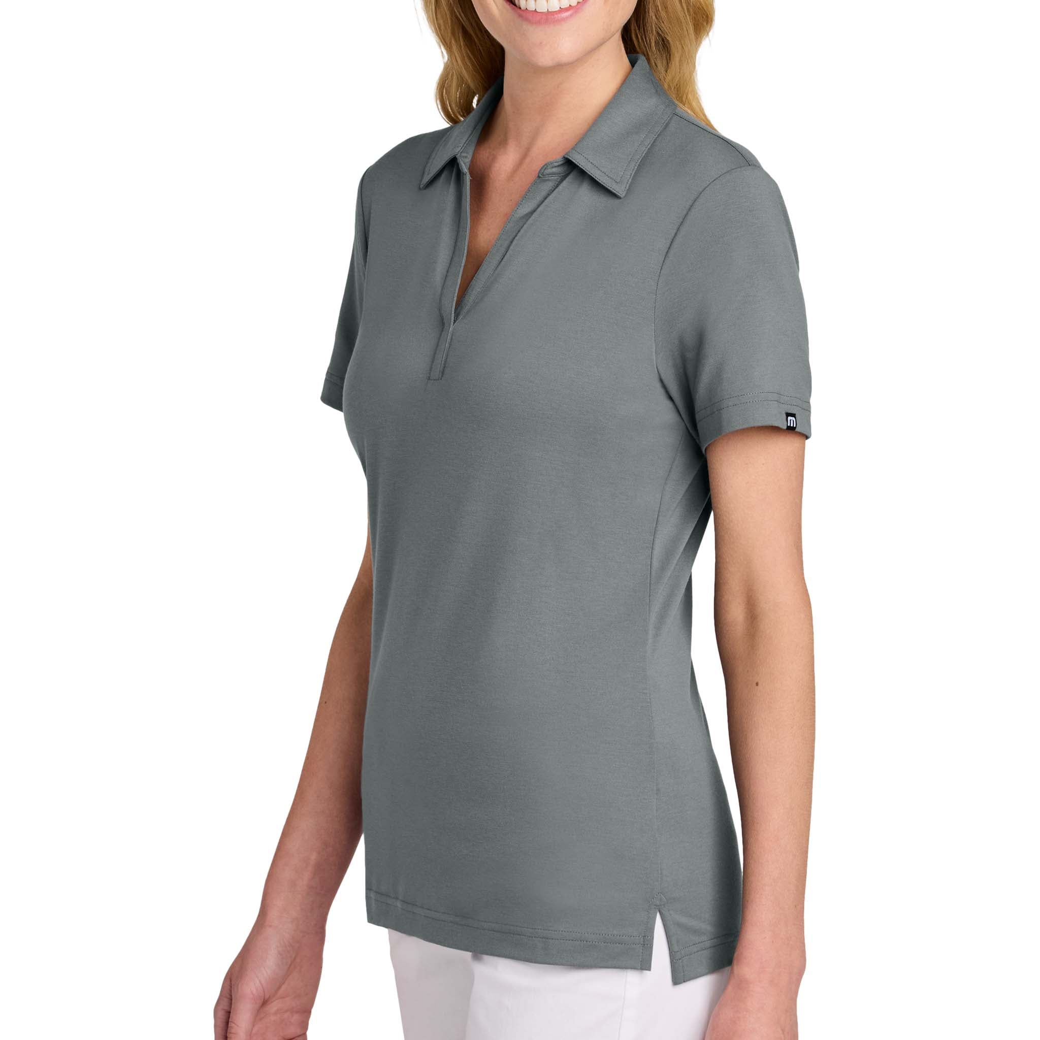 TravisMathew TM1LF071 custom polo in quiet shade grey, left side view