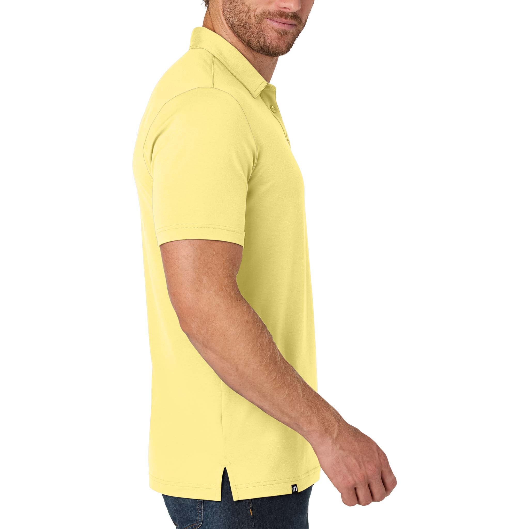 TravisMathew TMA41461 custom polo in pale yellow, right side view