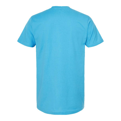 Tultex 202 custom short sleeve t-shirt in aqua, back view