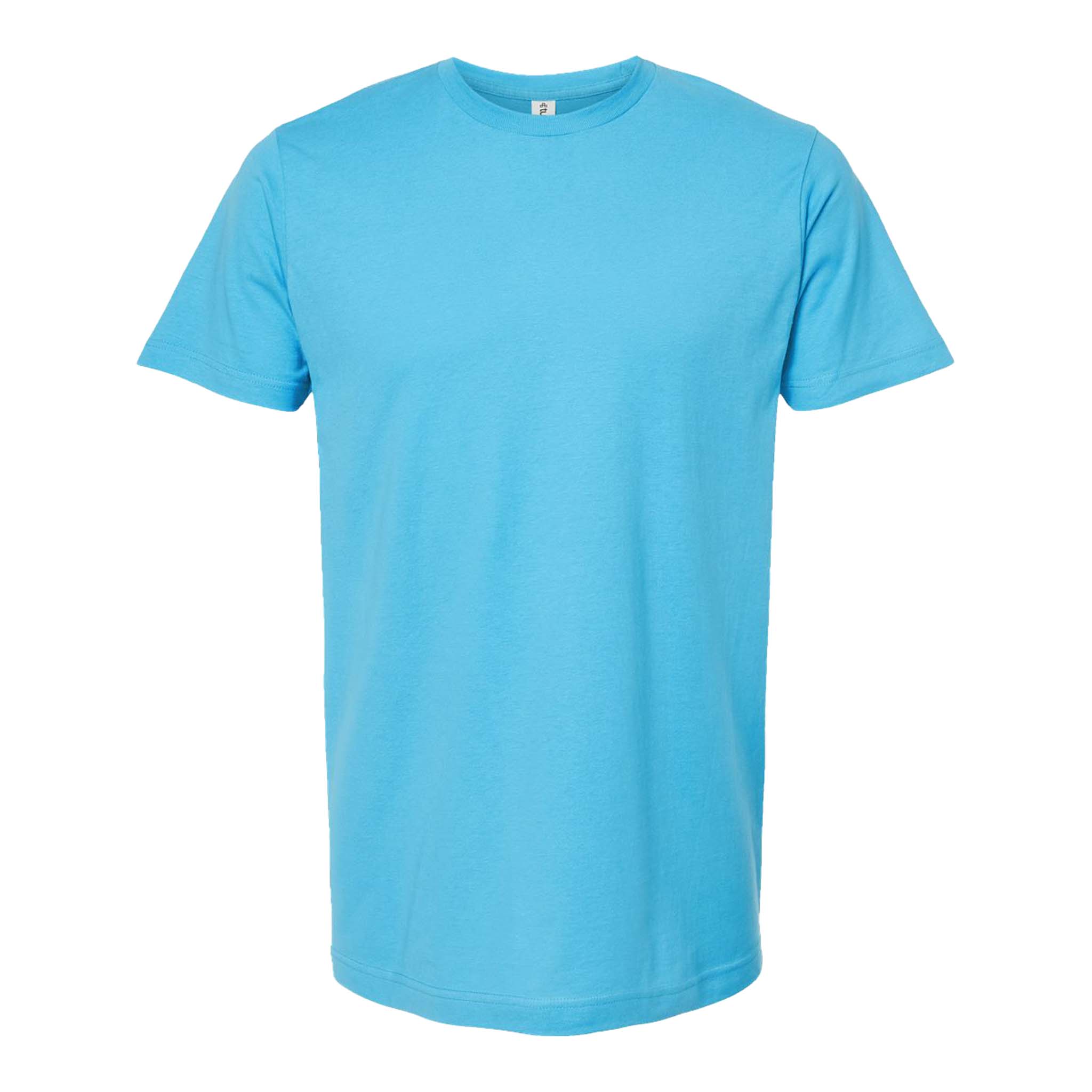 Tultex 202 custom short sleeve t-shirt in aqua, front view