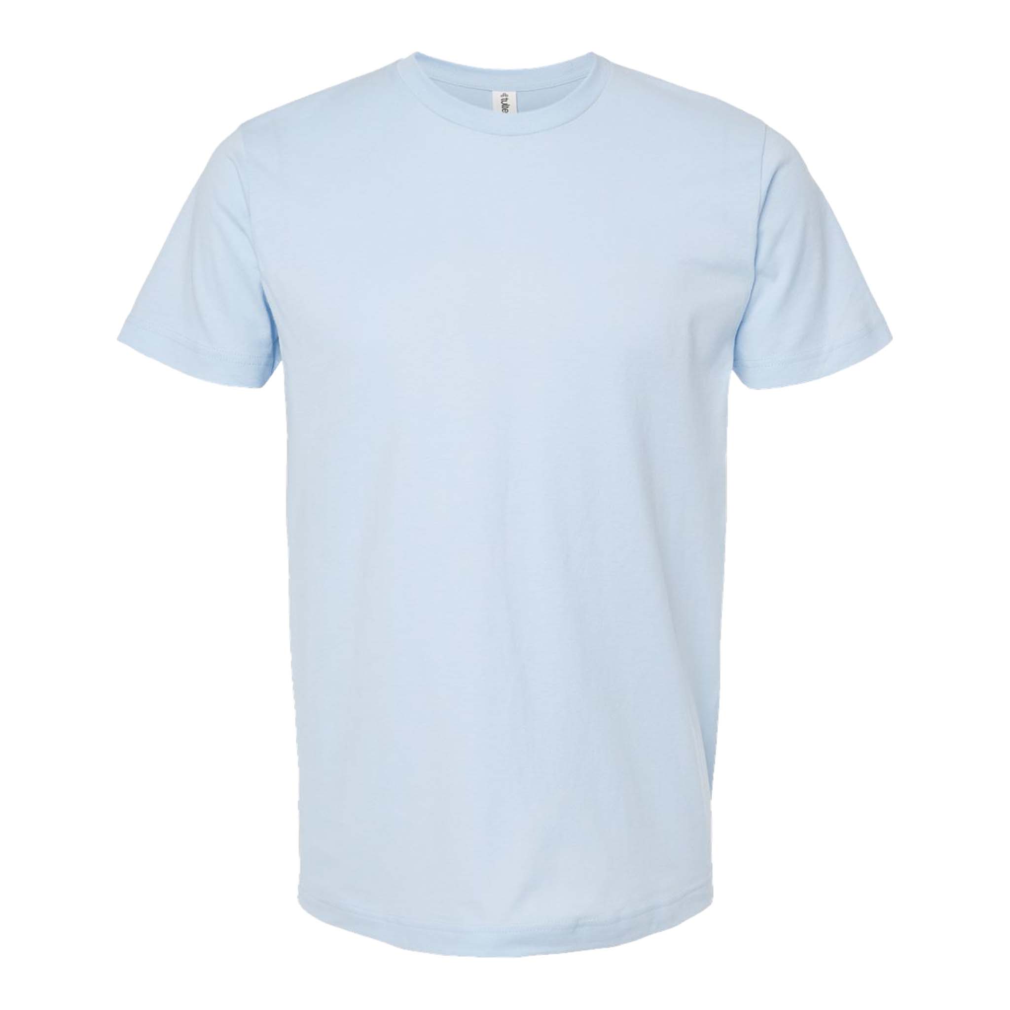 Tultex 202 custom short sleeve t-shirt in baby blue, front view