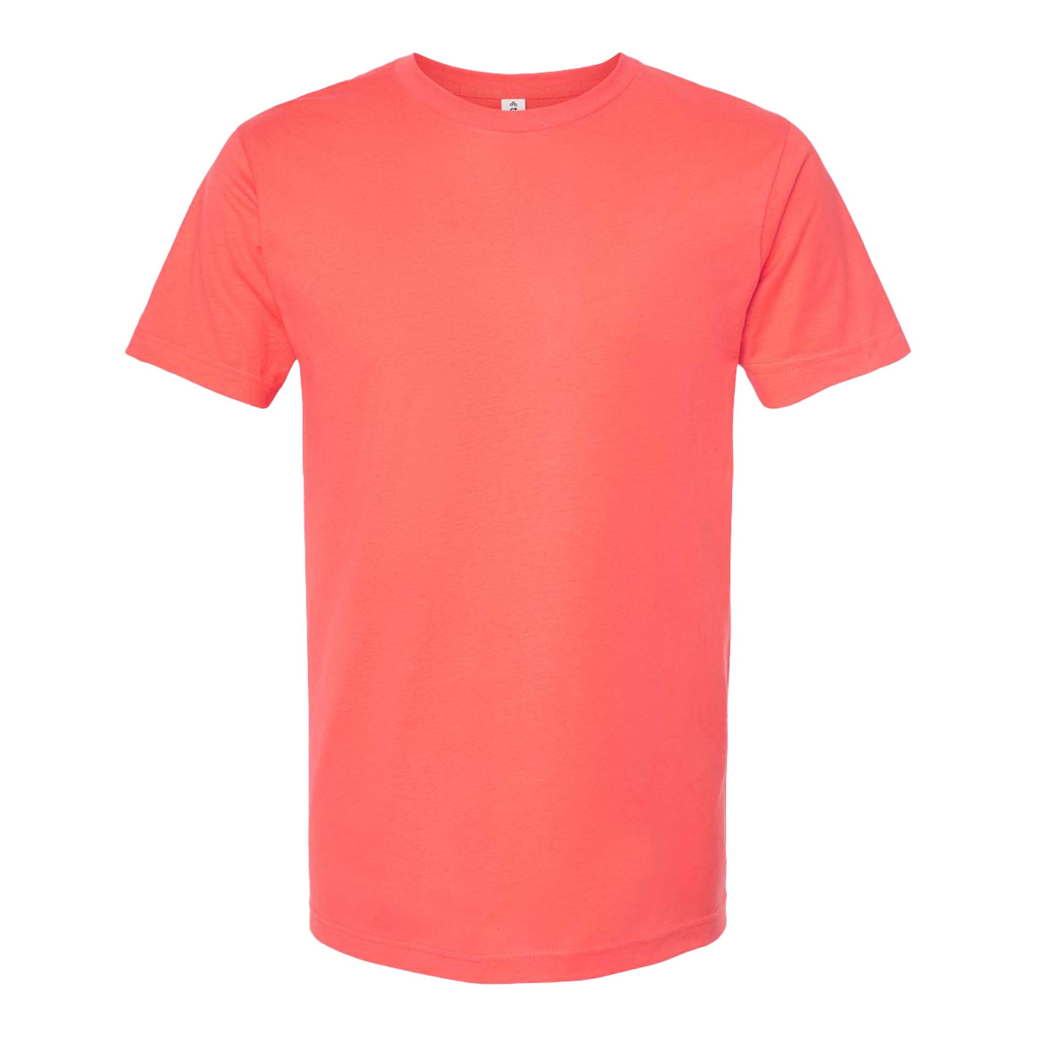 Tultex 202 custom short sleeve t-shirt in bright coral, front view