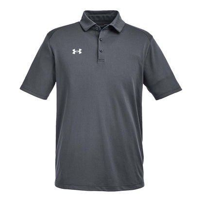 Under Armour 1370399 custom polo in cs grey light heather and white, front view