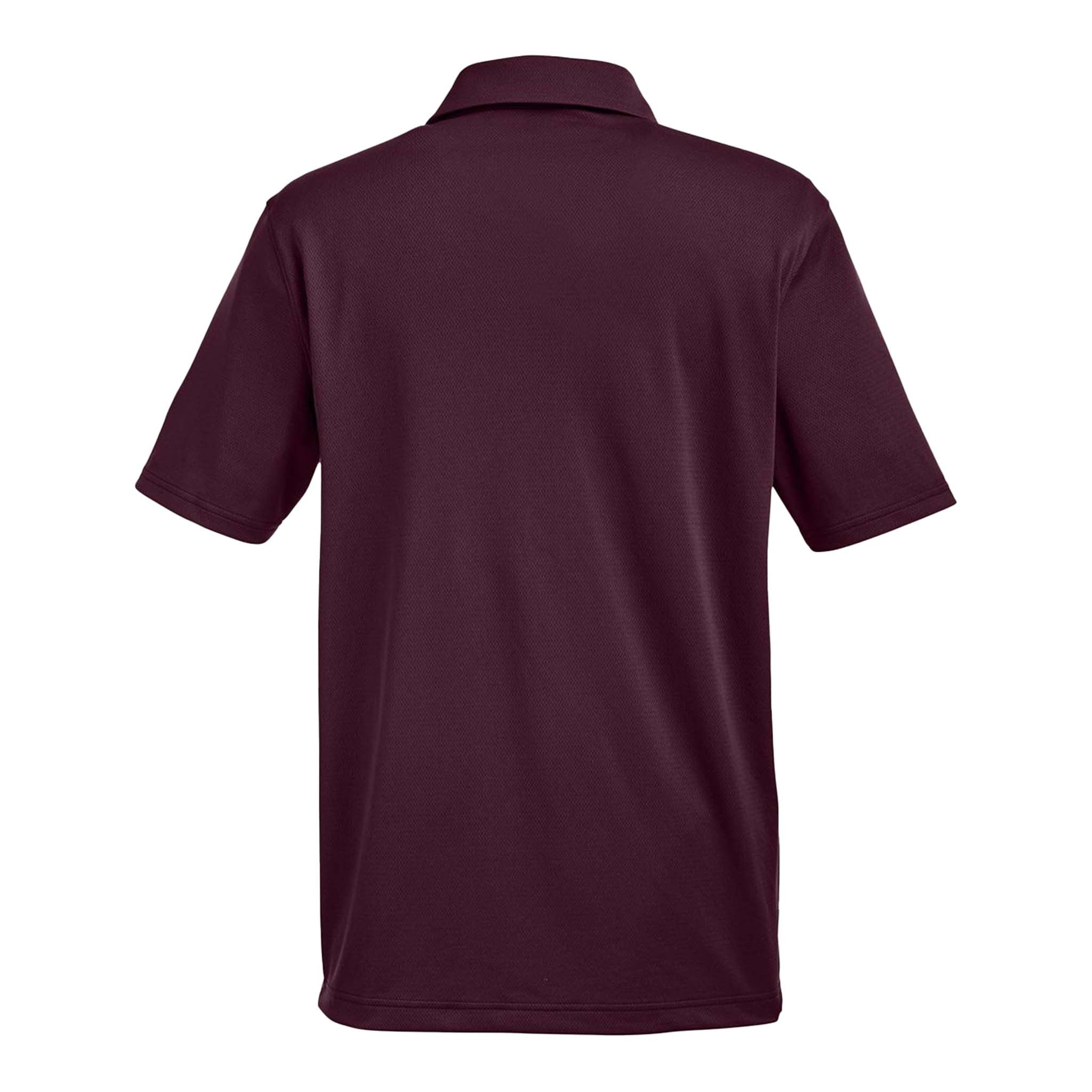 Under Armour 1370399 custom polo in maroon and white, back view