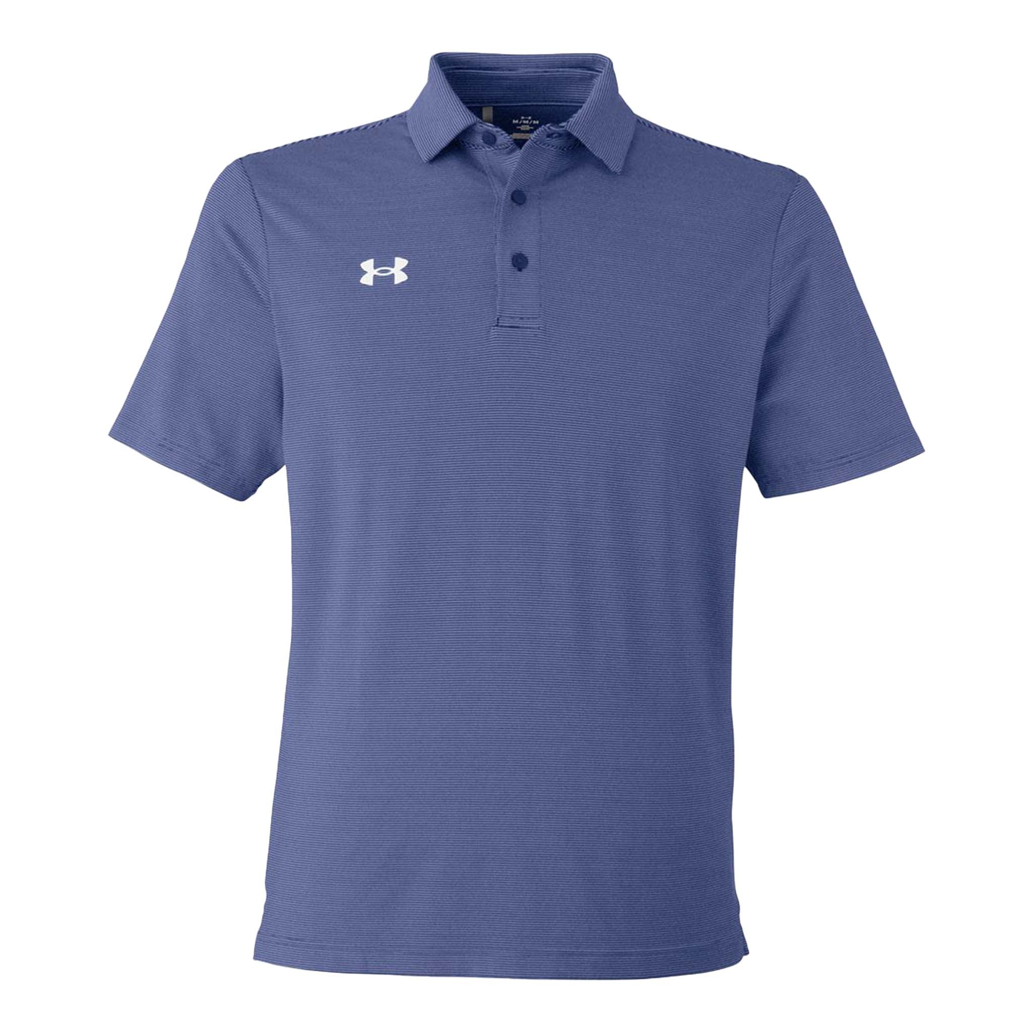 Under Armour 1389853 custom polo in royal and white, front view