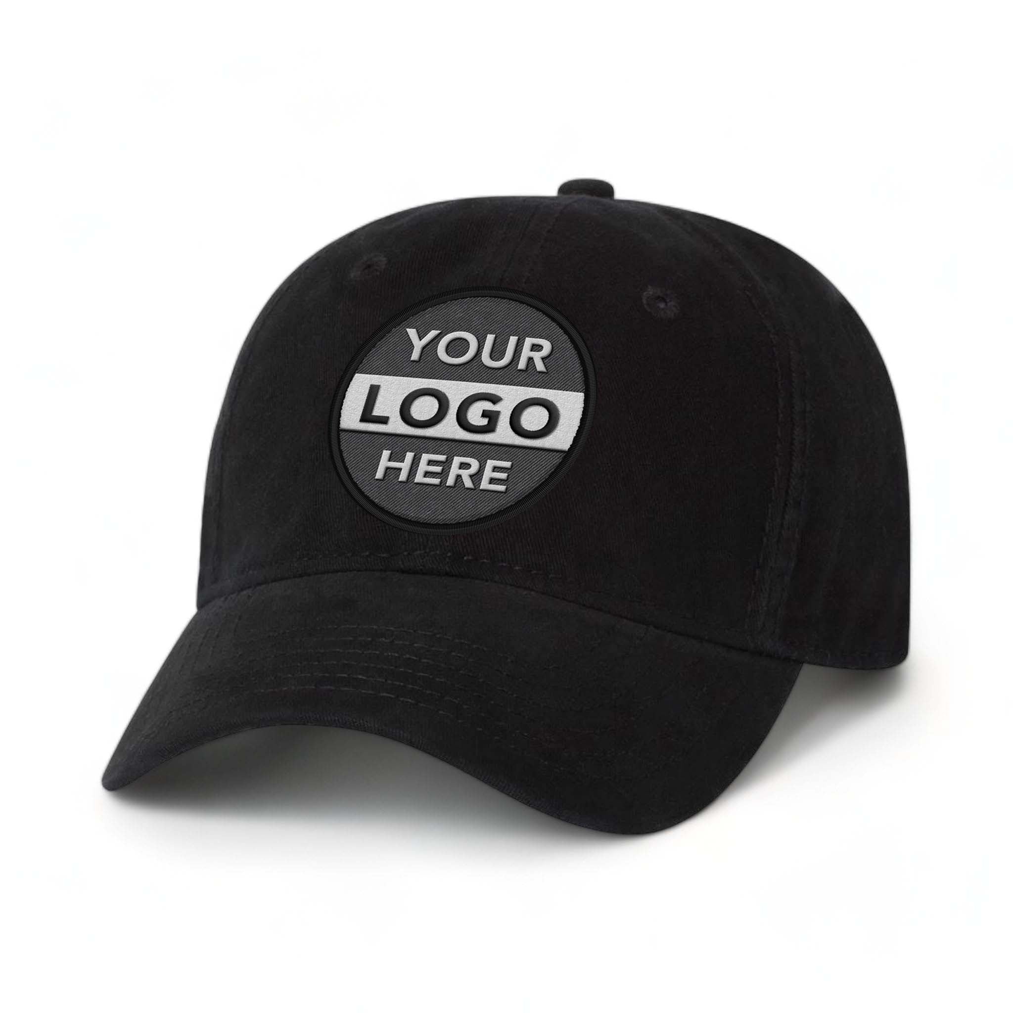 Valucap AH35 custom embroidered patch hat in black