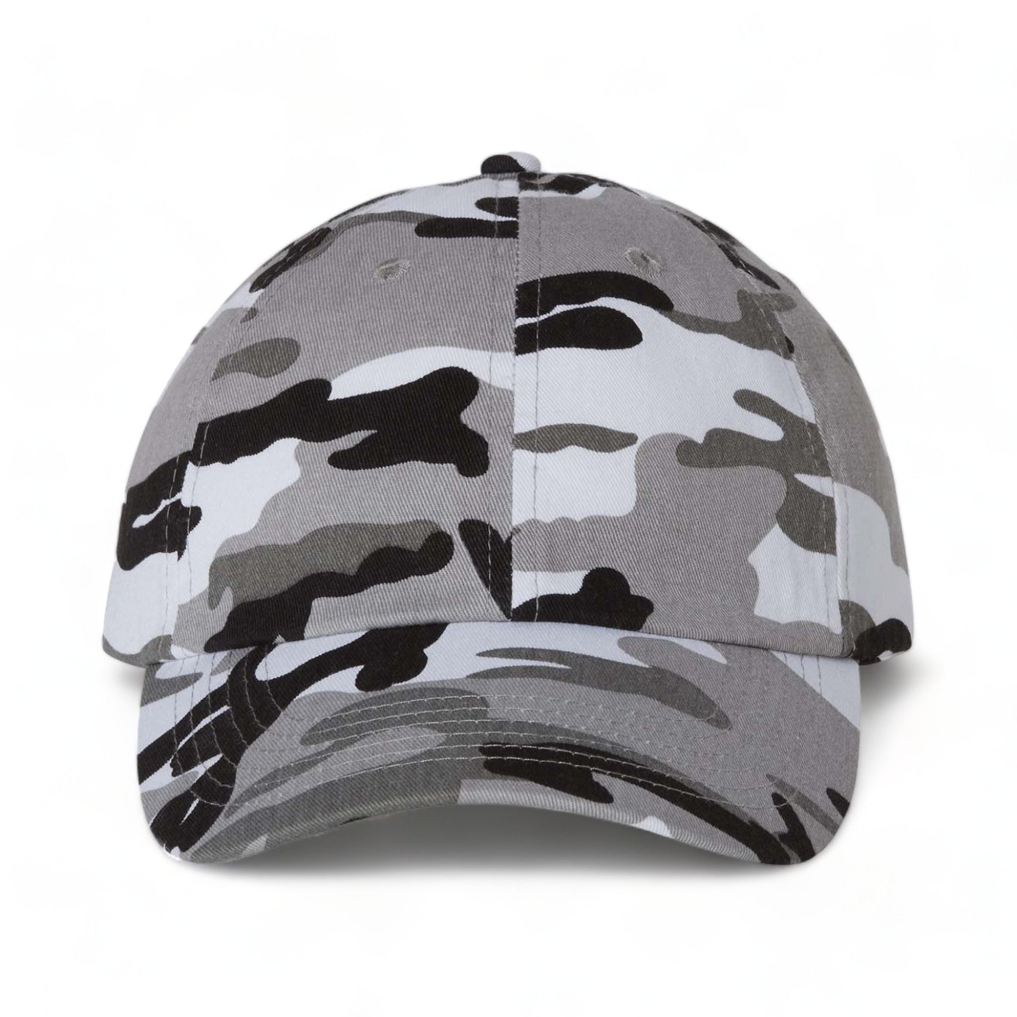 Front view of Valucap VC300A custom hat in grey camo