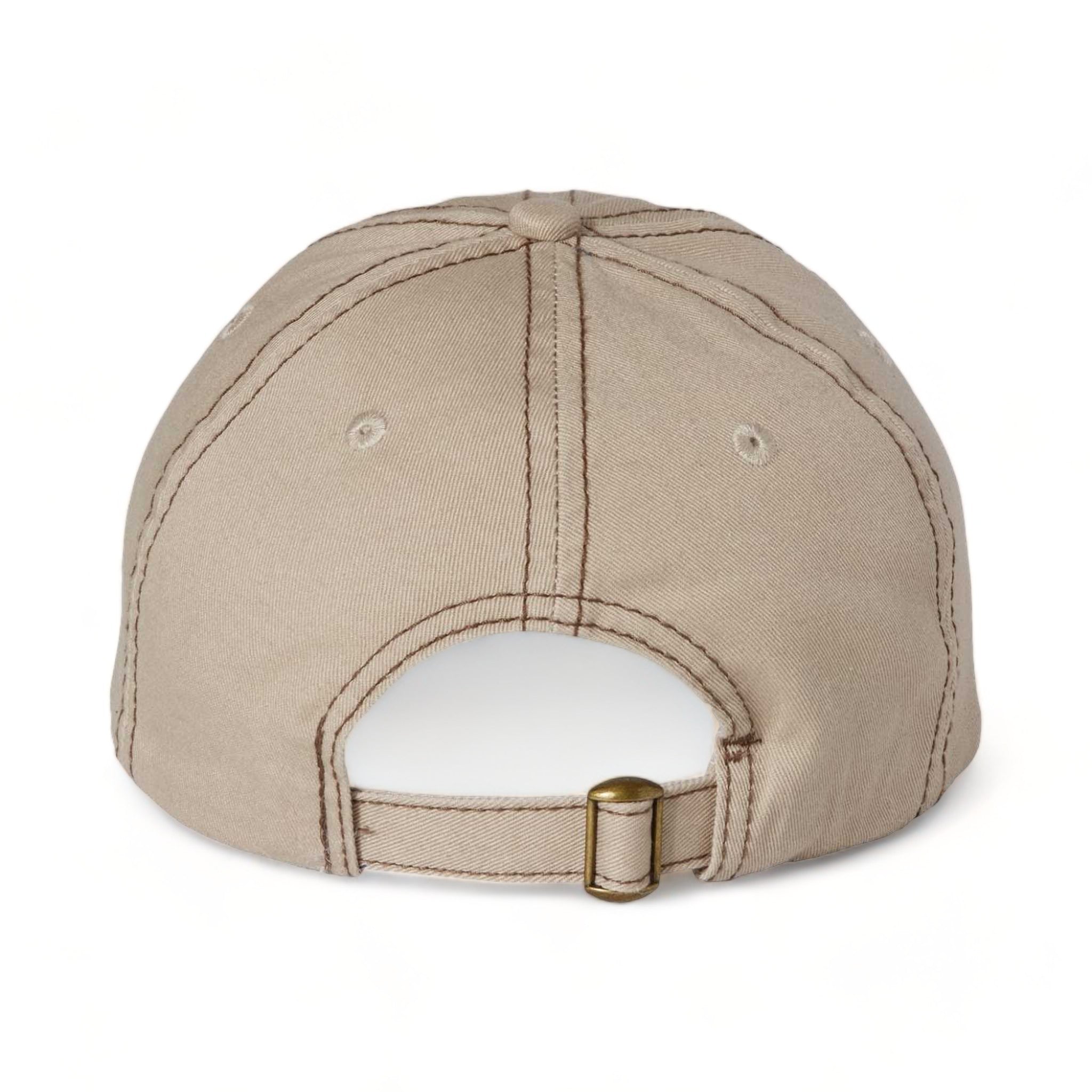 Back view of Valucap VC300A custom hat in khaki and brown stitch