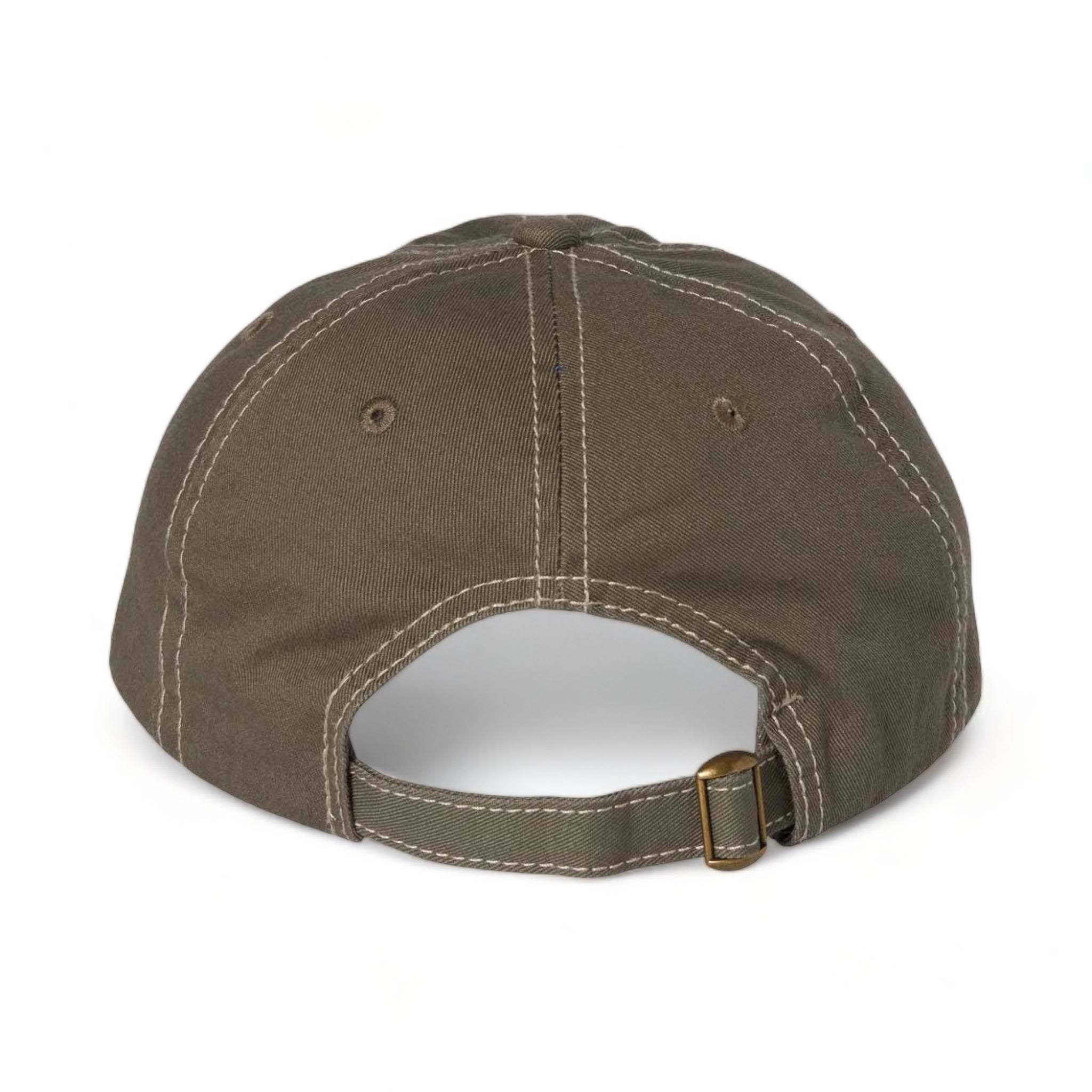 Back view of Valucap VC300A custom hat in olive and stone stitch