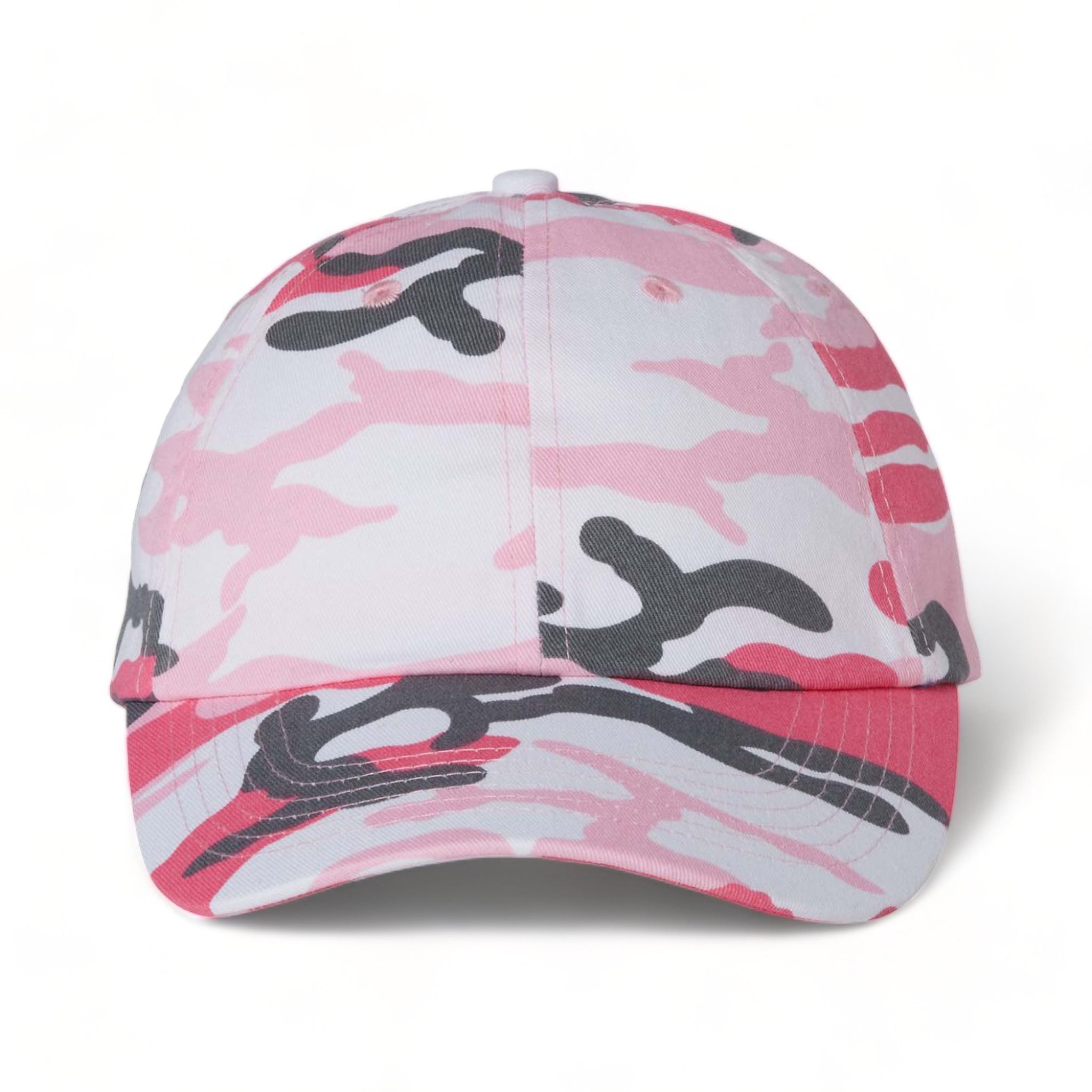Front view of Valucap VC300A custom hat in pink camo