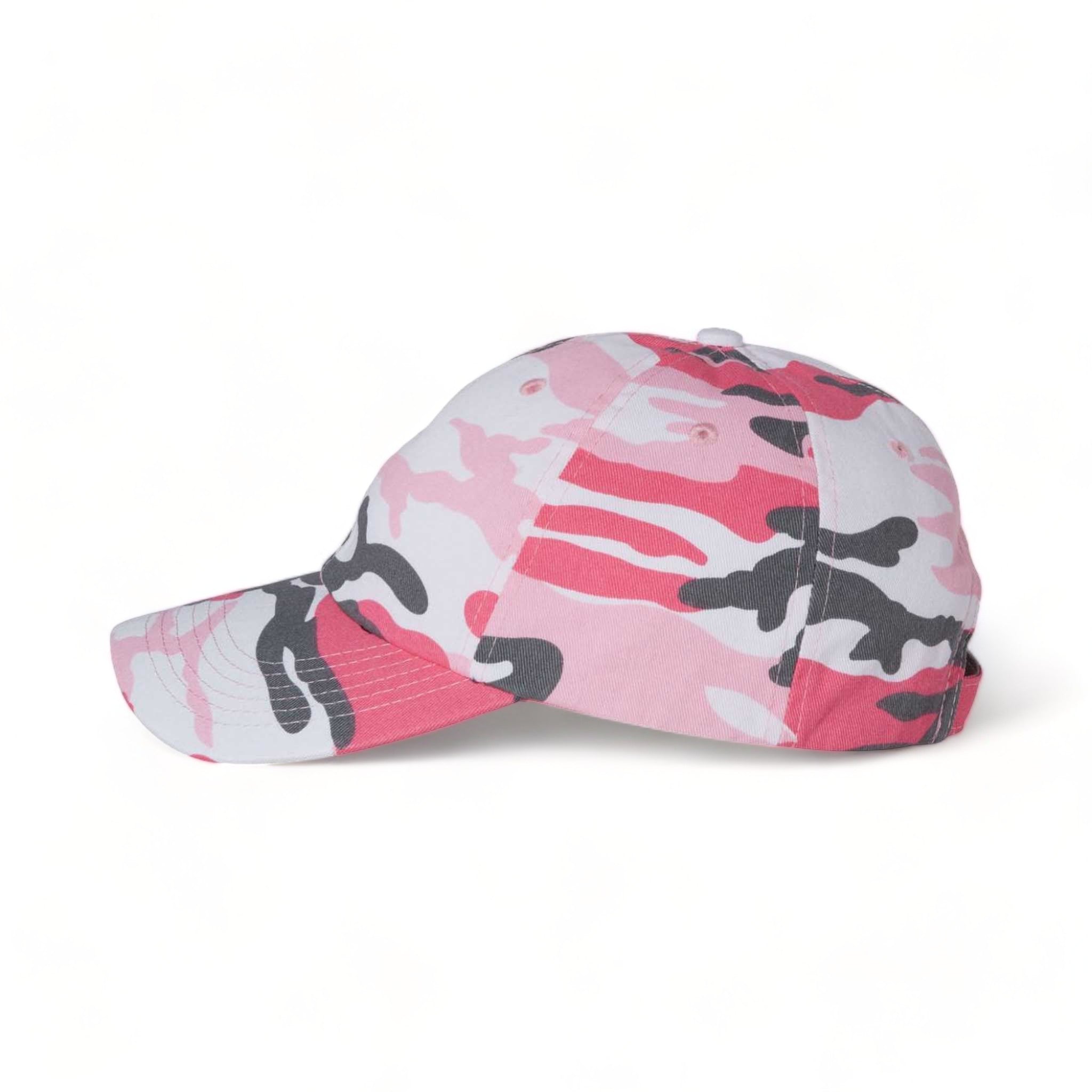 Side view of Valucap VC300A custom hat in pink camo