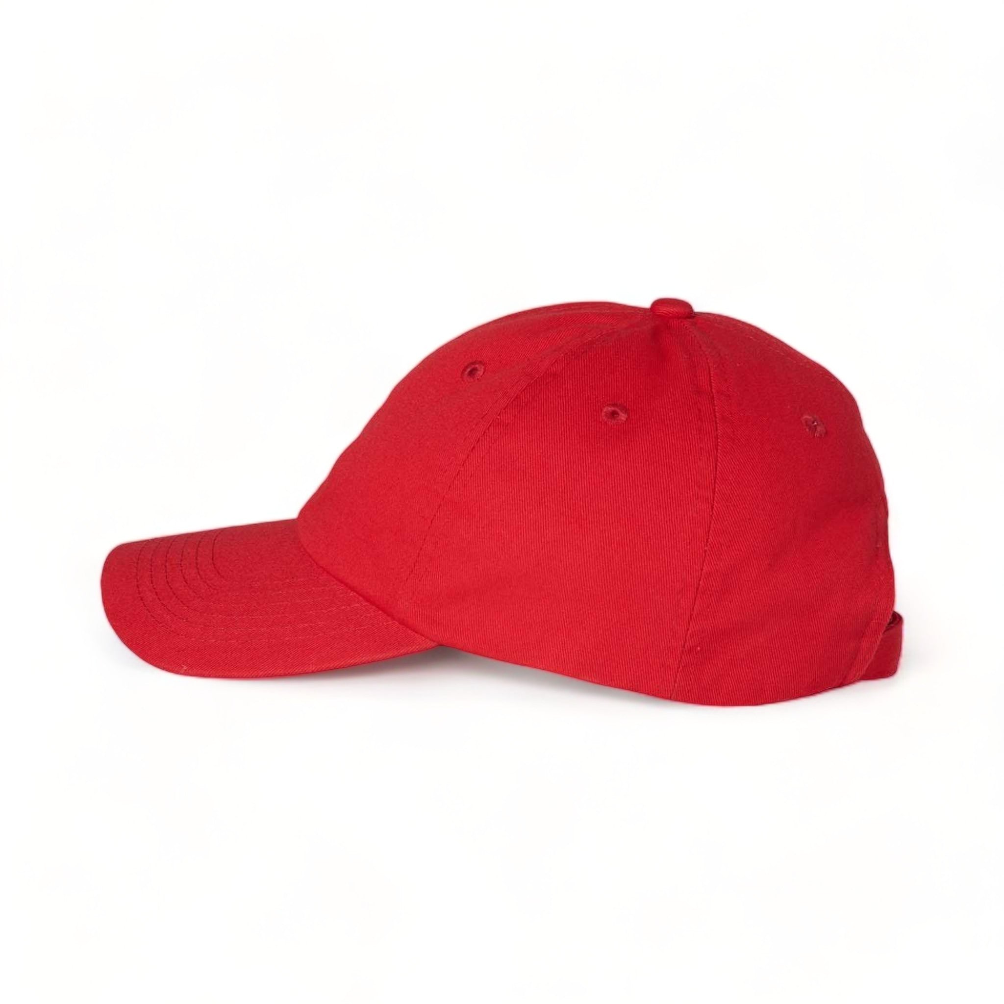 Side view of Valucap VC300A custom hat in red
