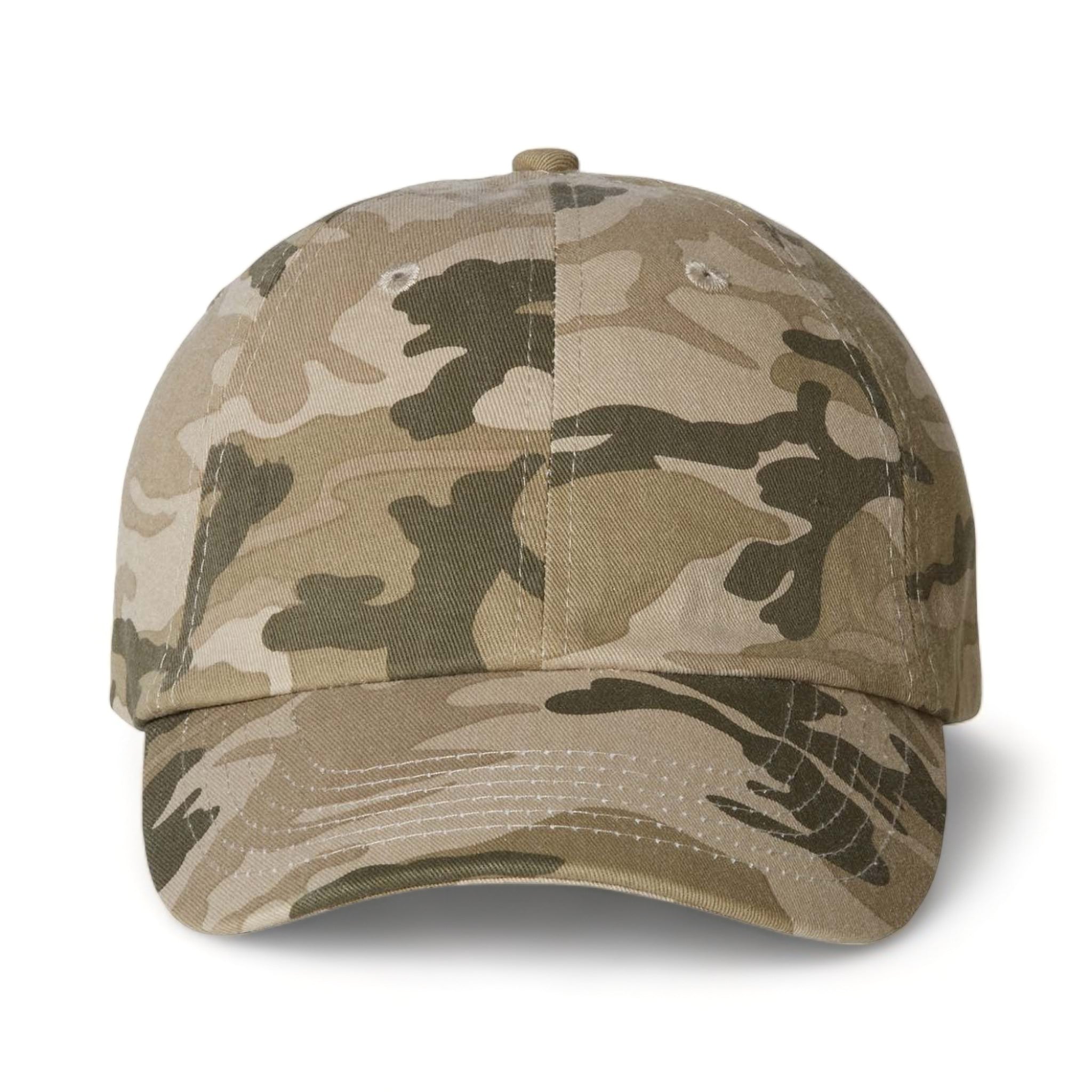 Front view of Valucap VC300A custom hat in tan camo