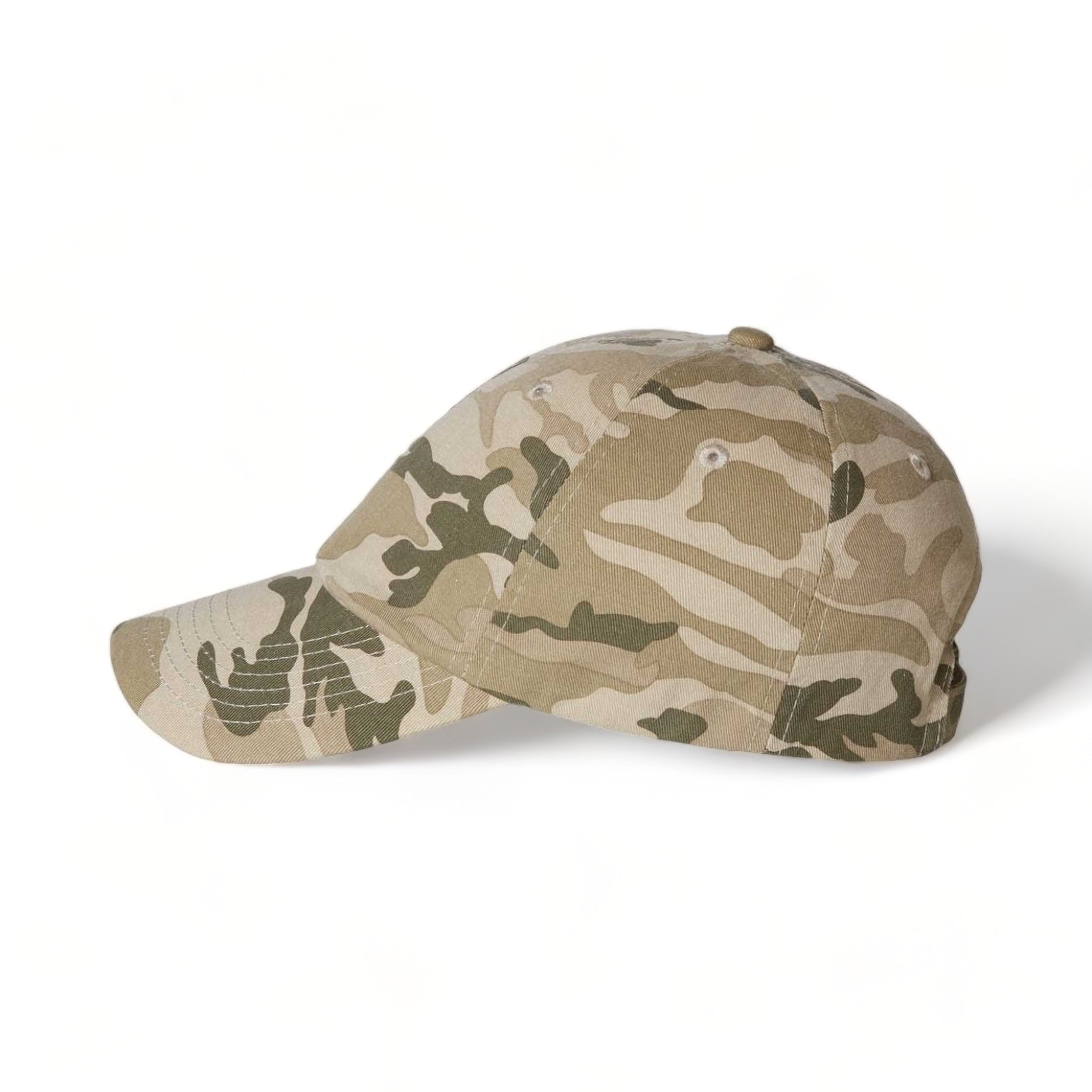 Side view of Valucap VC300A custom hat in tan camo