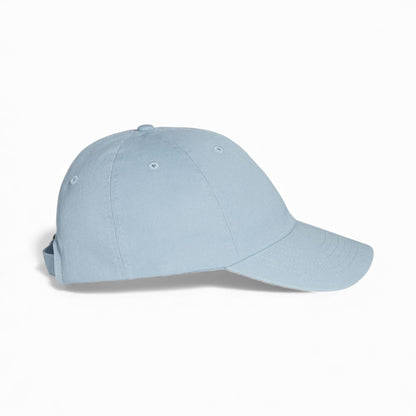Right side view of Valucap VC300A custom hat in baby blue