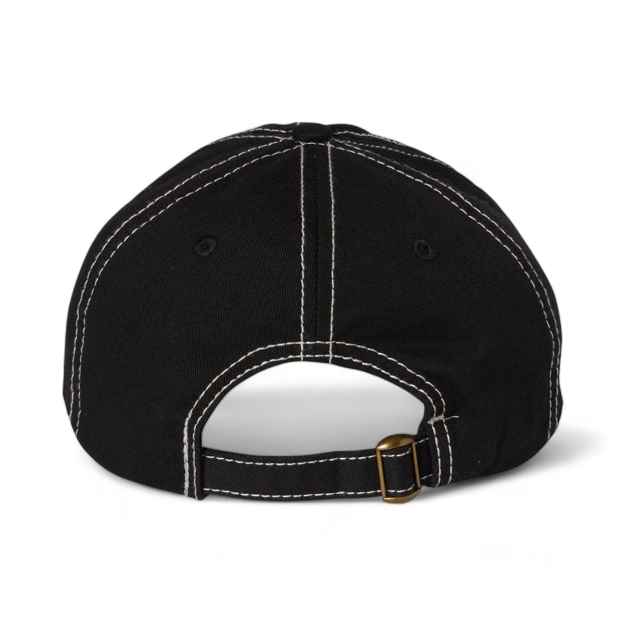 Back view of Valucap VC300A custom hat in black and stone stitch
