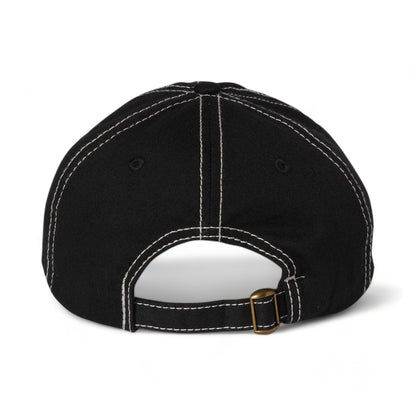 Back view of Valucap VC300A custom hat in black and stone stitch