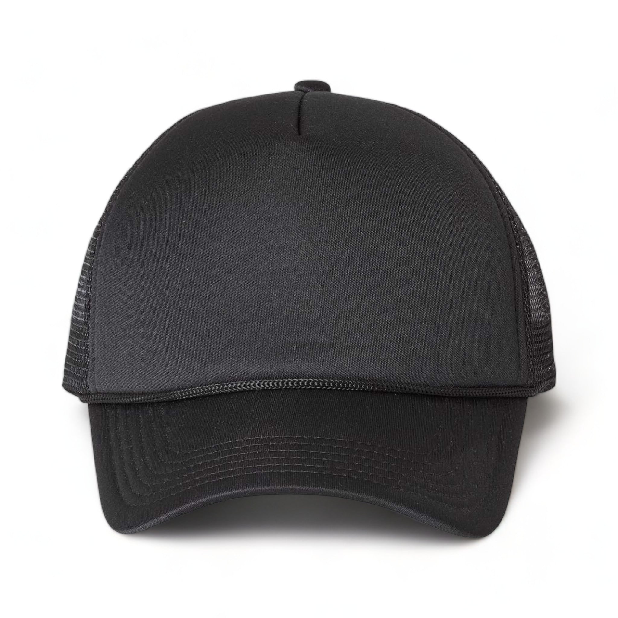 Front view of Valucap VC700 custom hat in black and black