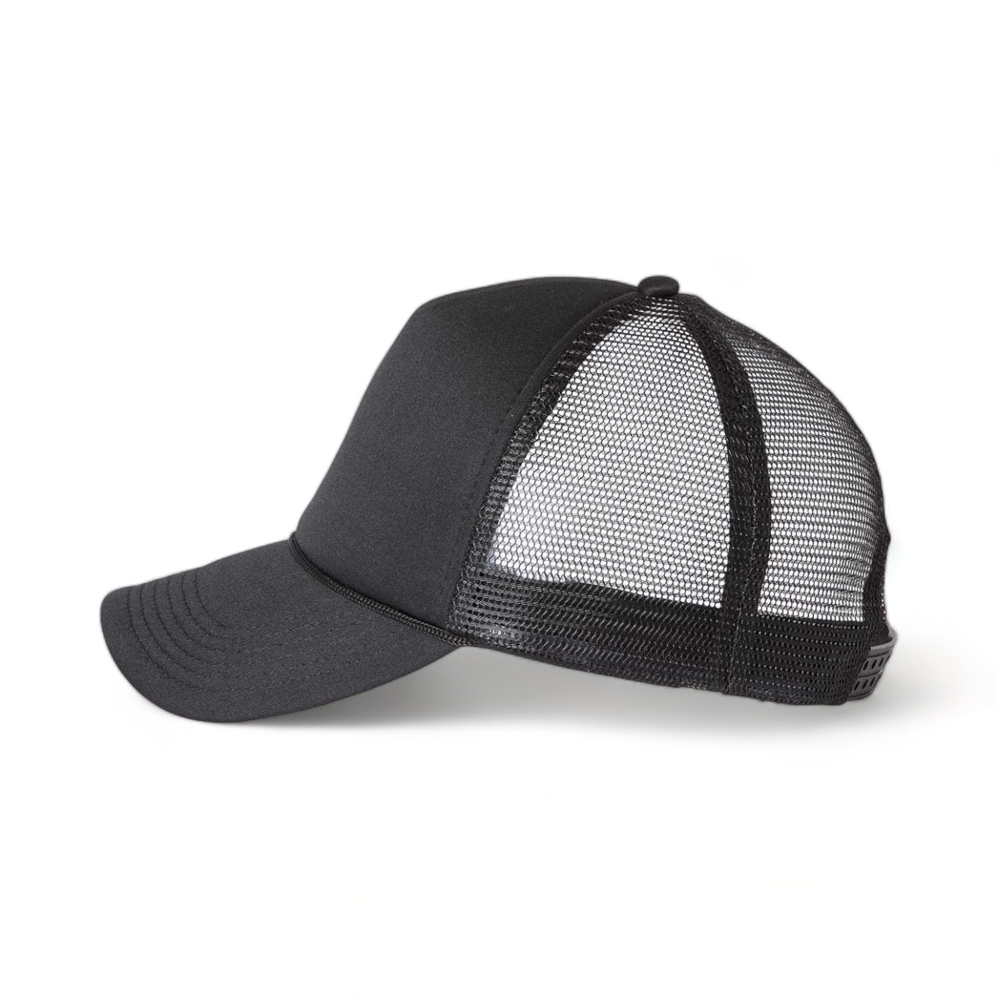 Side view of Valucap VC700 custom hat in black and black