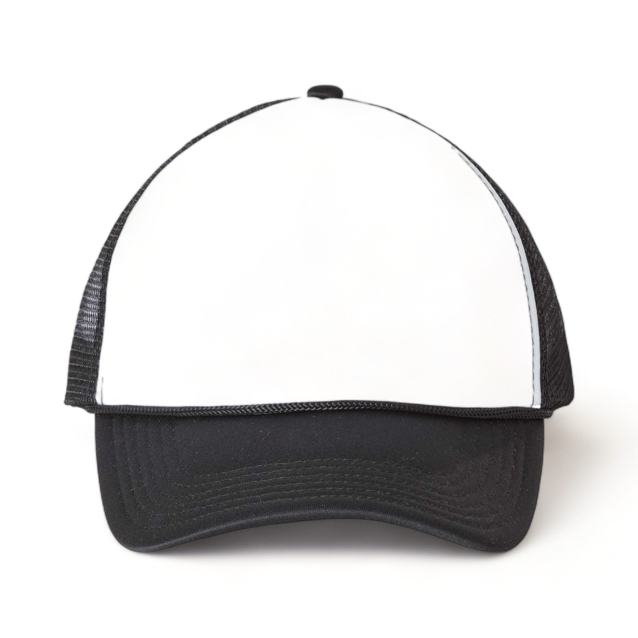 Front view of Valucap VC700 custom hat in white and black