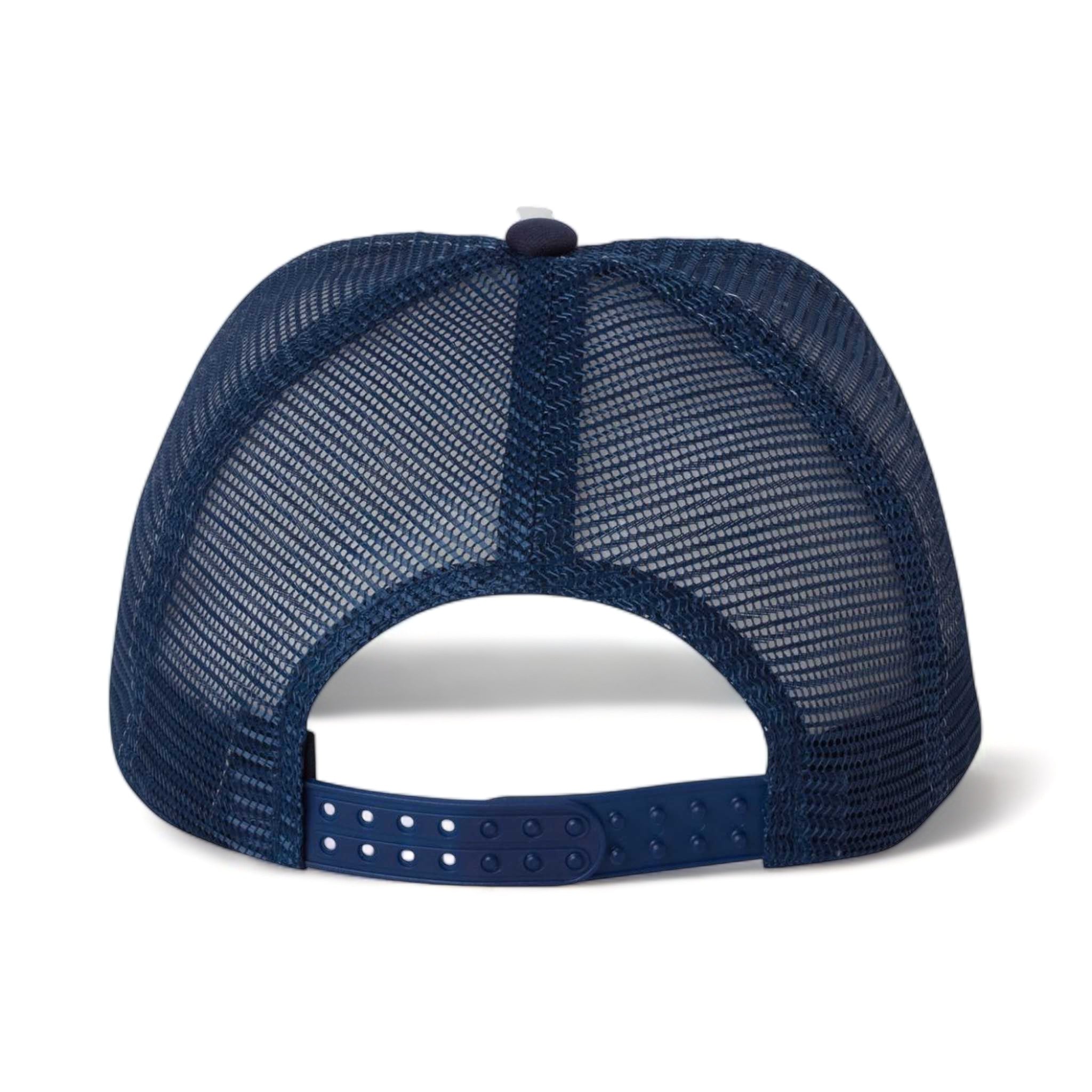 Back view of Valucap VC700 custom hat in white and navy