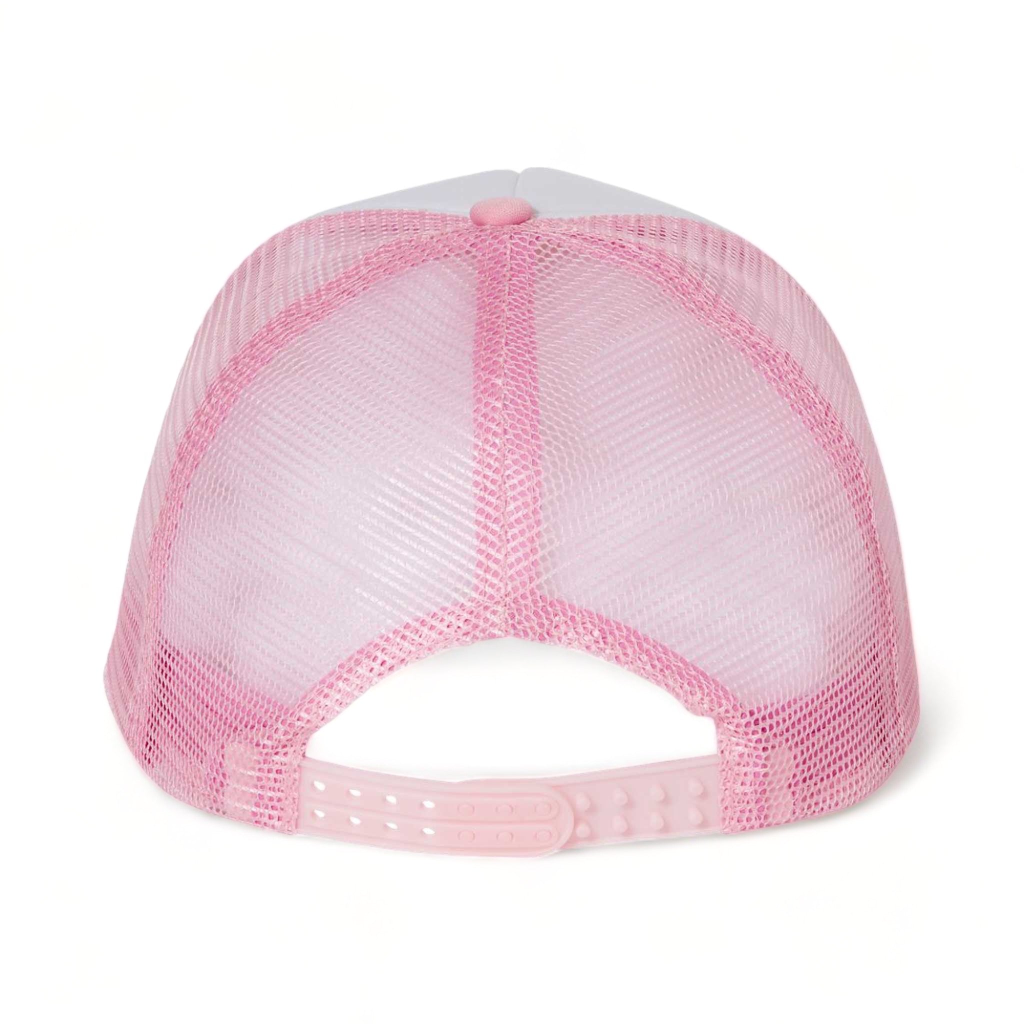 Back view of Valucap VC700 custom hat in white and pink