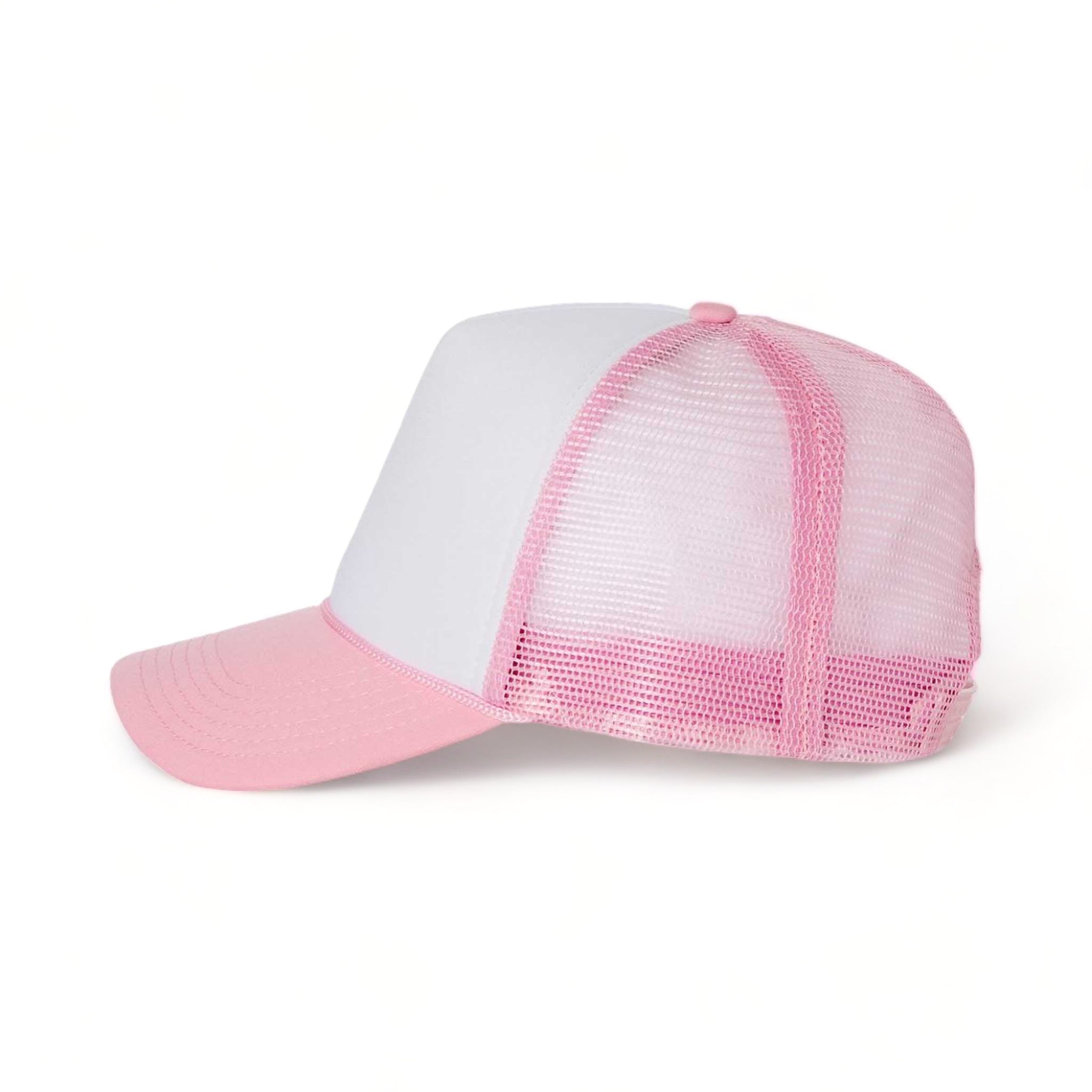 Side view of Valucap VC700 custom hat in white and pink