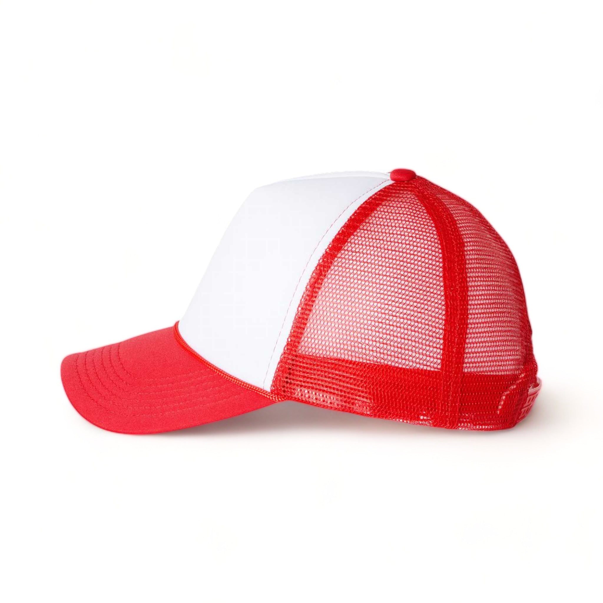 Side view of Valucap VC700 custom hat in white and red