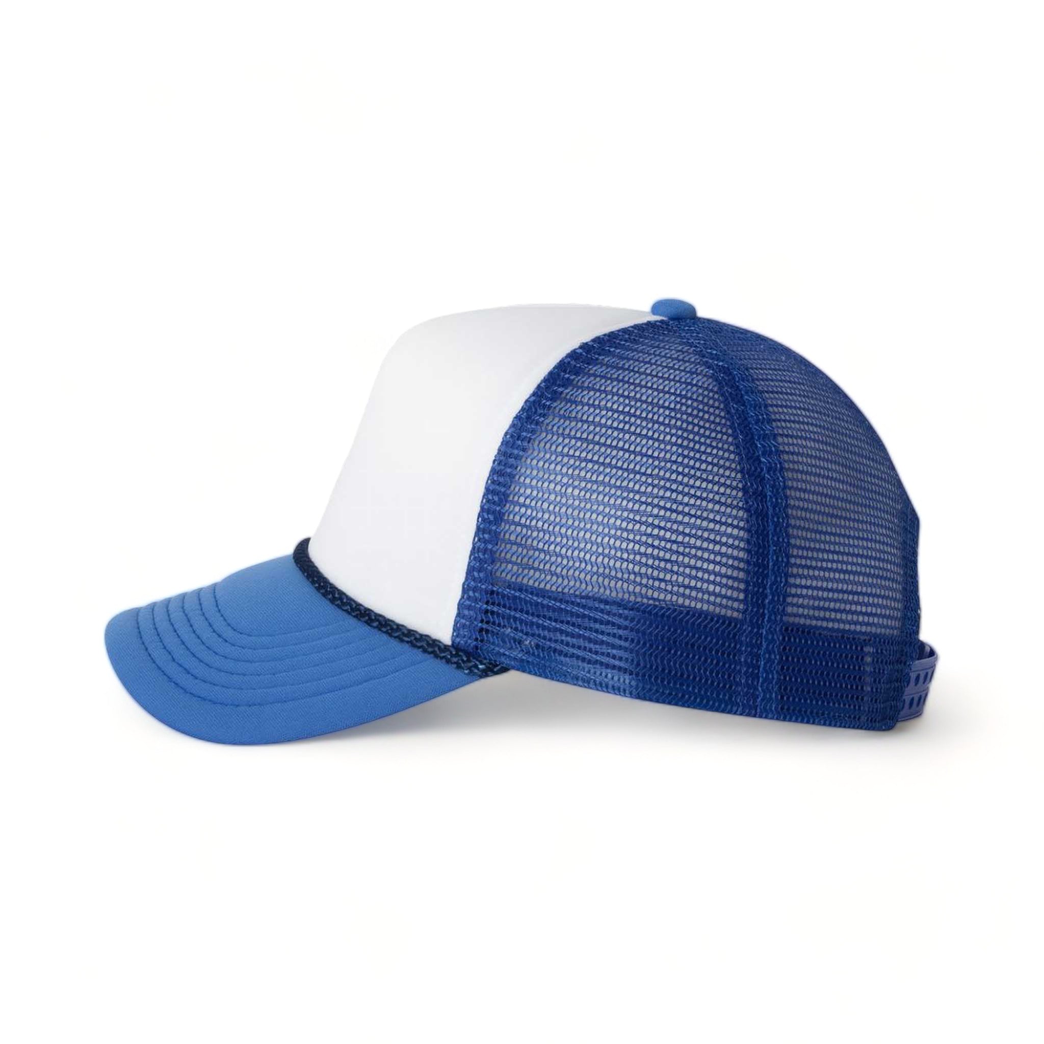 Side view of Valucap VC700 custom hat in white and royal