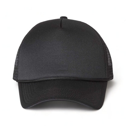 Front view of Valucap VC700 custom hat in black and black