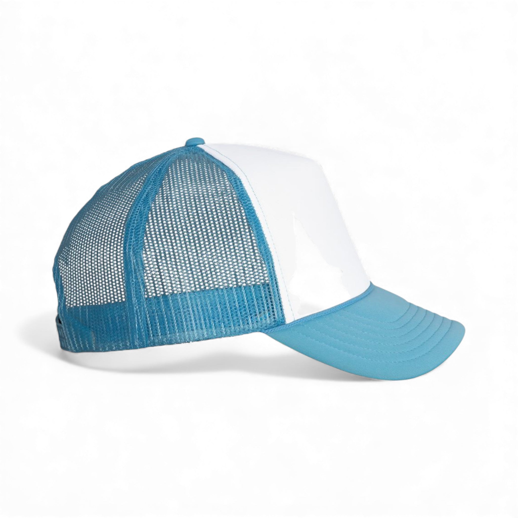Right side view of Valucap VC700 custom hat in white and baby blue