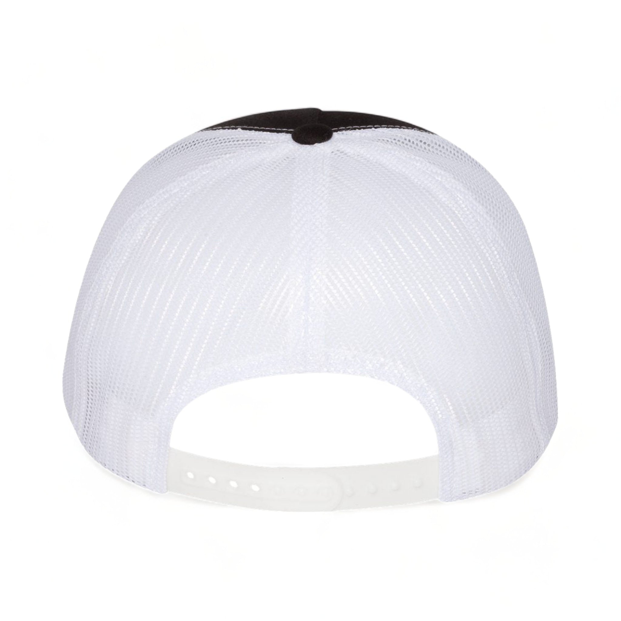 Back view of YP Classics 6006 custom hat in black and white