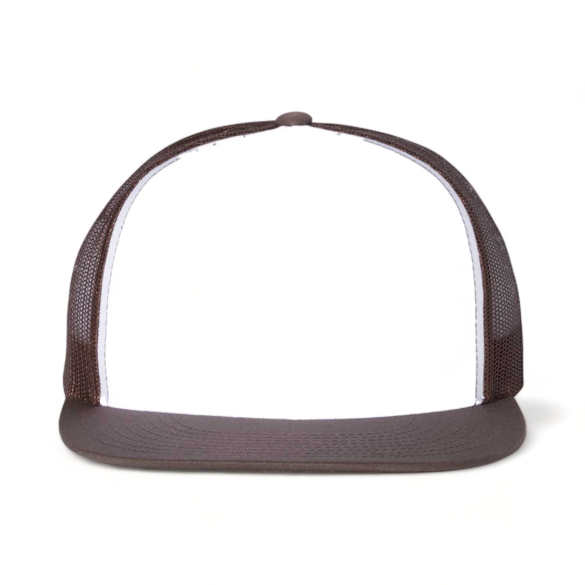Front view of YP Classics 6006 custom hat in brown, white and brown