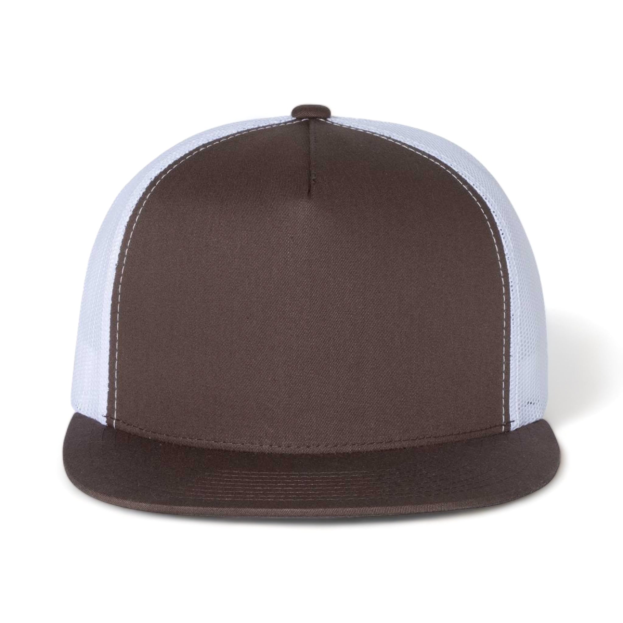 Front view of YP Classics 6006 custom hat in brown and white