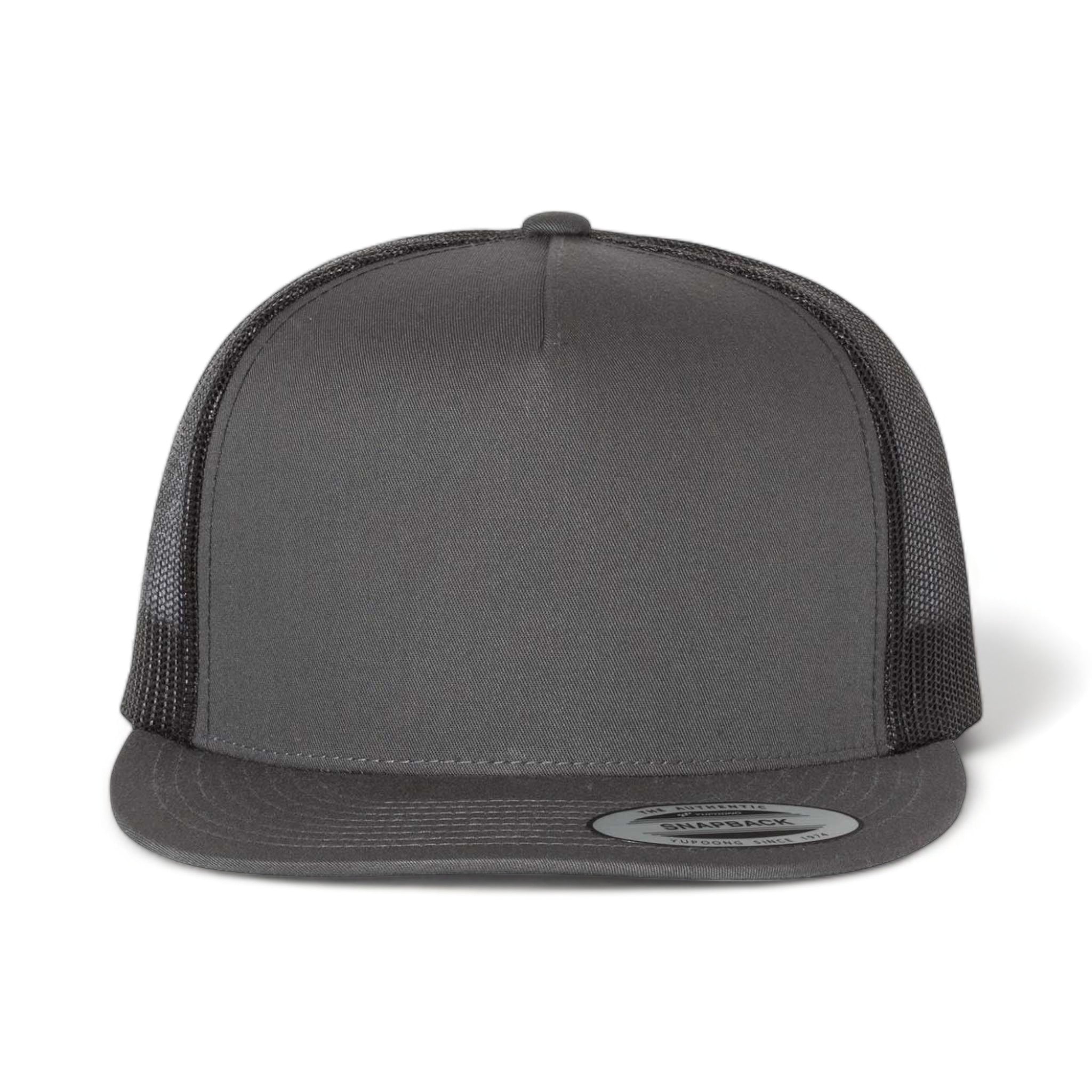 Front view of YP Classics 6006 custom hat in charcoal and black