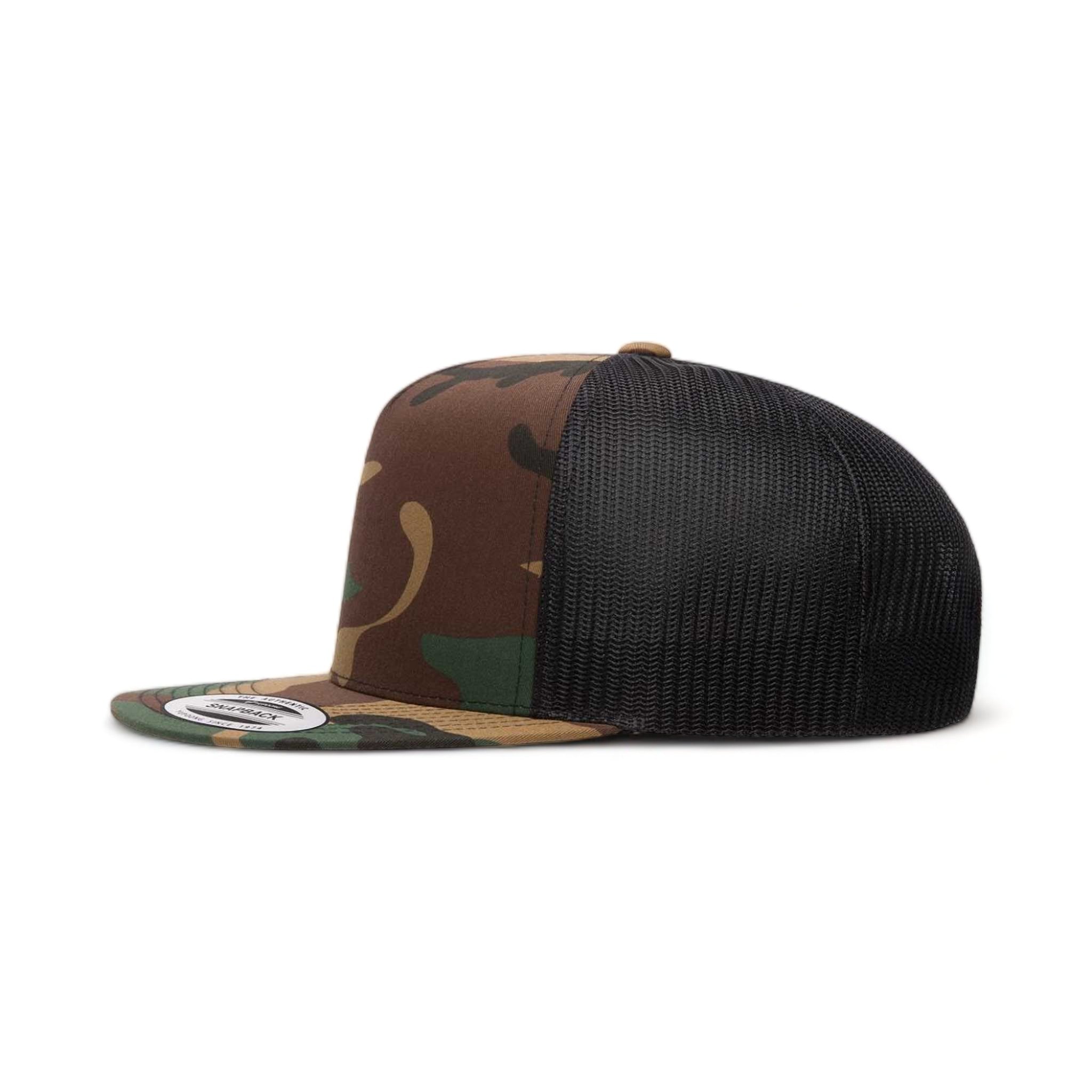 Side view of YP Classics 6006 custom hat in green camo and black
