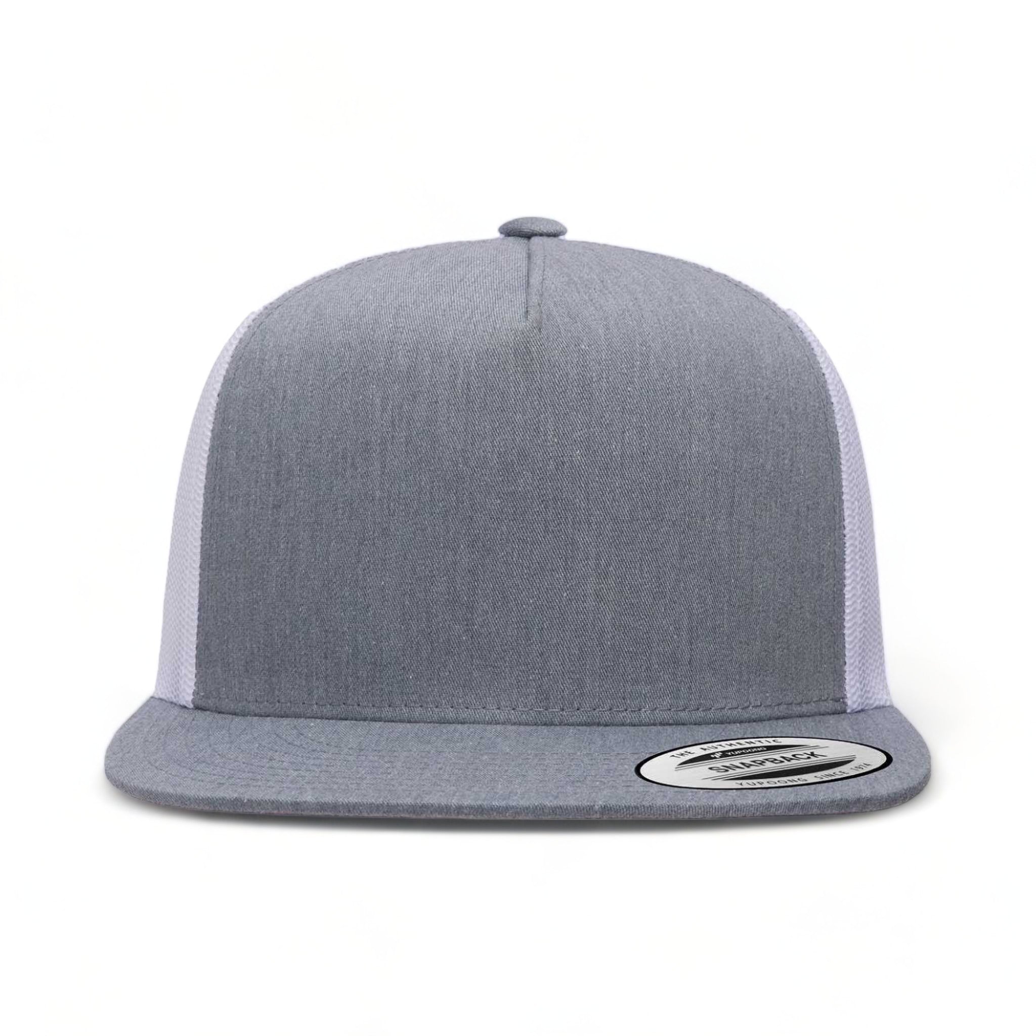 Front view of YP Classics 6006 custom hat in heather and white