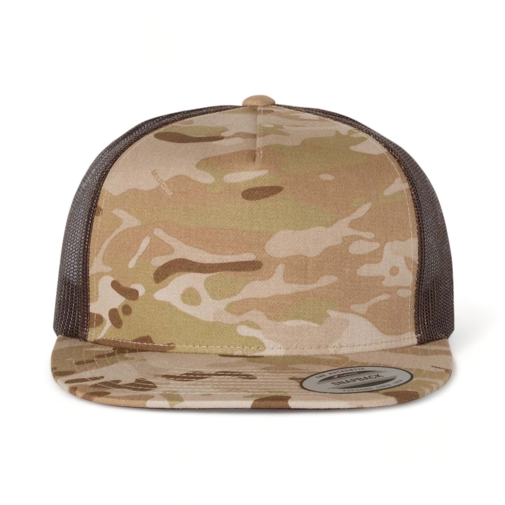 Front view of YP Classics 6006 custom hat in multicam arid and brown