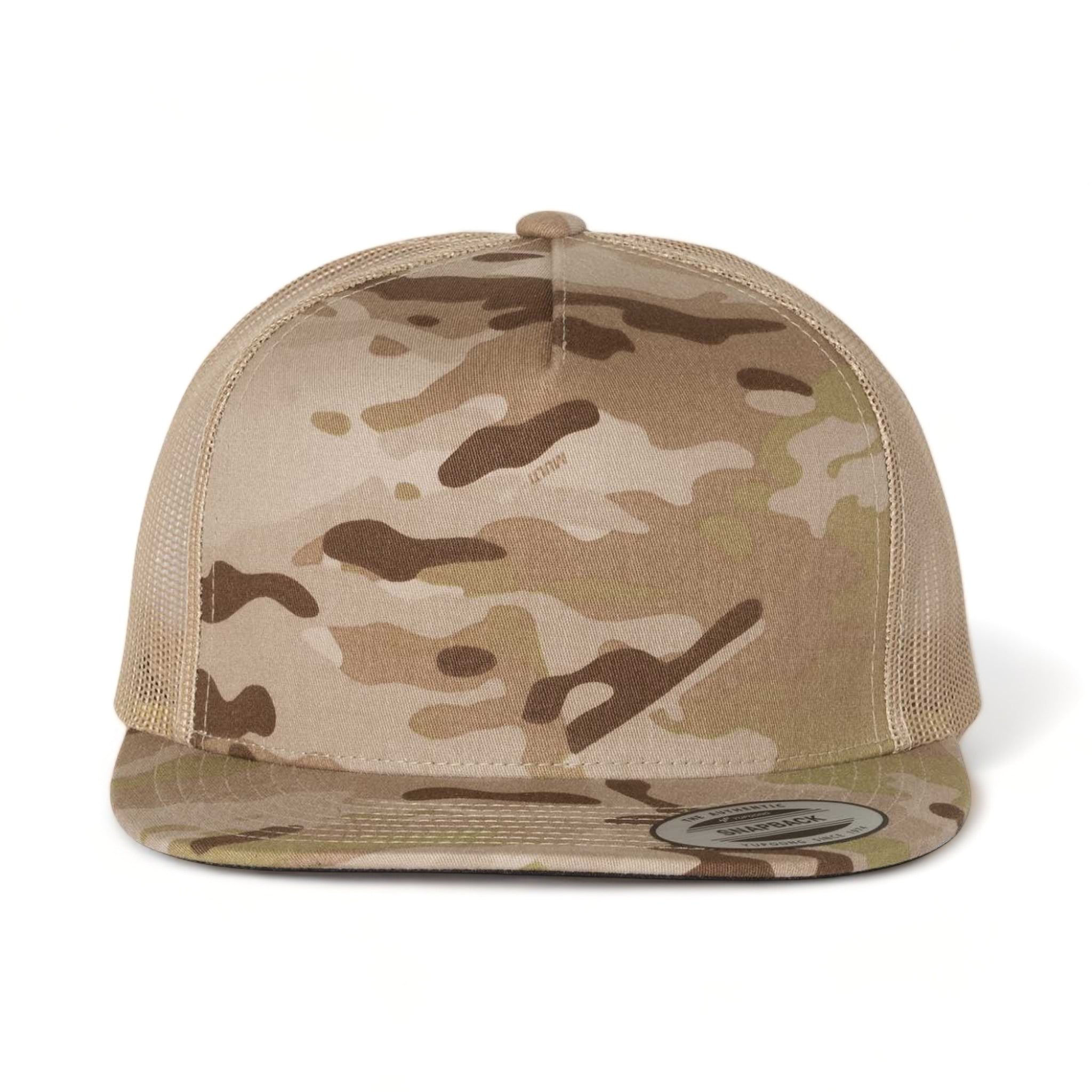 Front view of YP Classics 6006 custom hat in multicam arid and tan