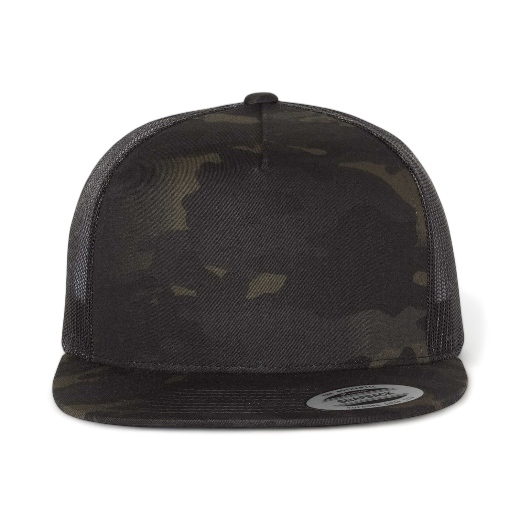 Front view of YP Classics 6006 custom hat in multicam black and black