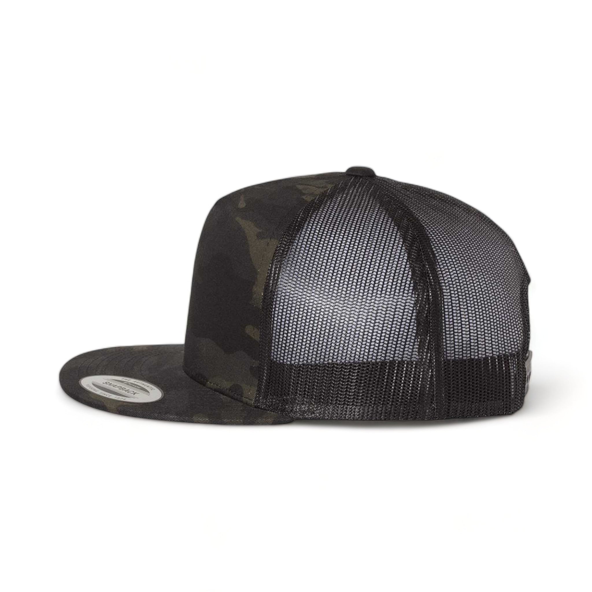 Side view of YP Classics 6006 custom hat in multicam black and black