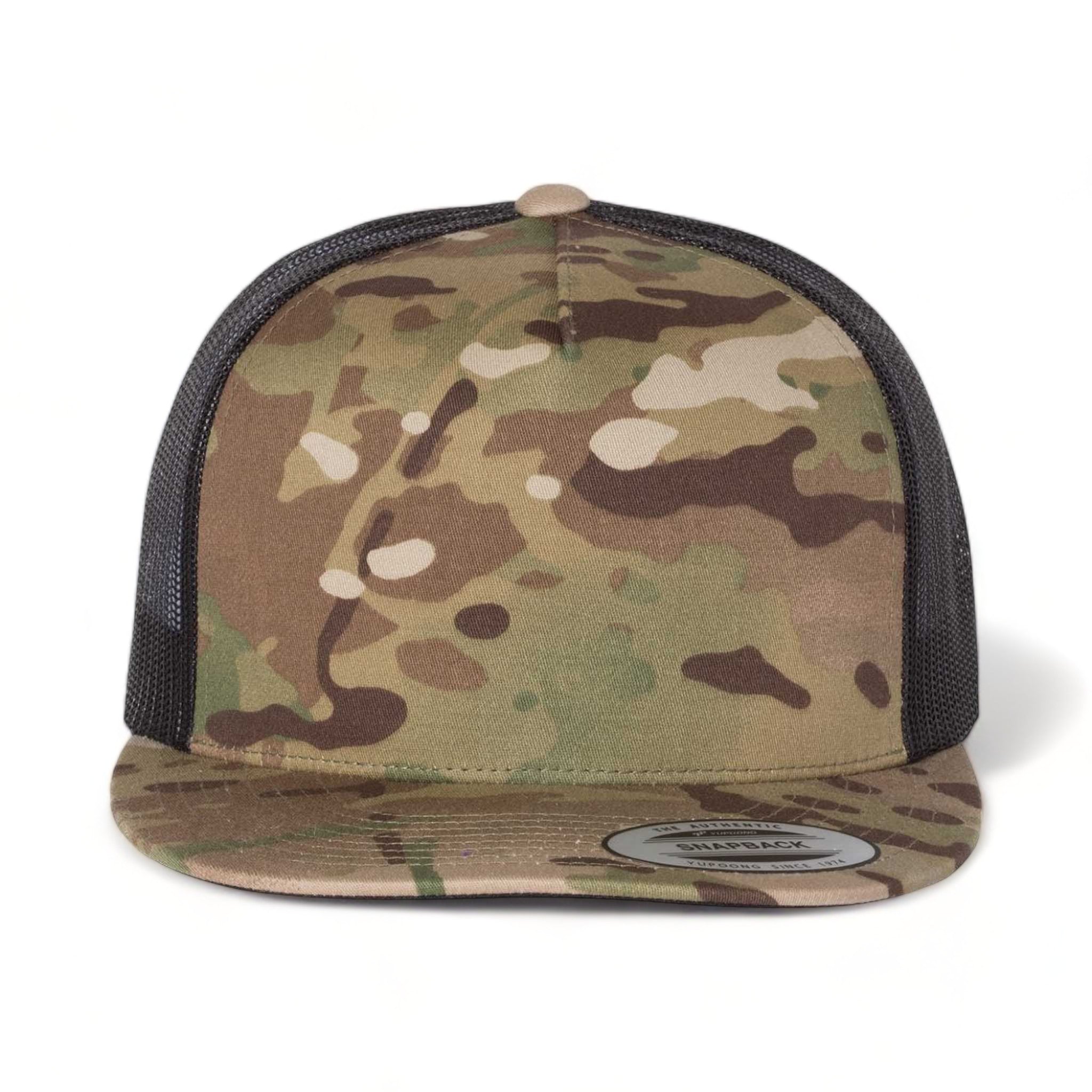 Front view of YP Classics 6006 custom hat in multicam green and black