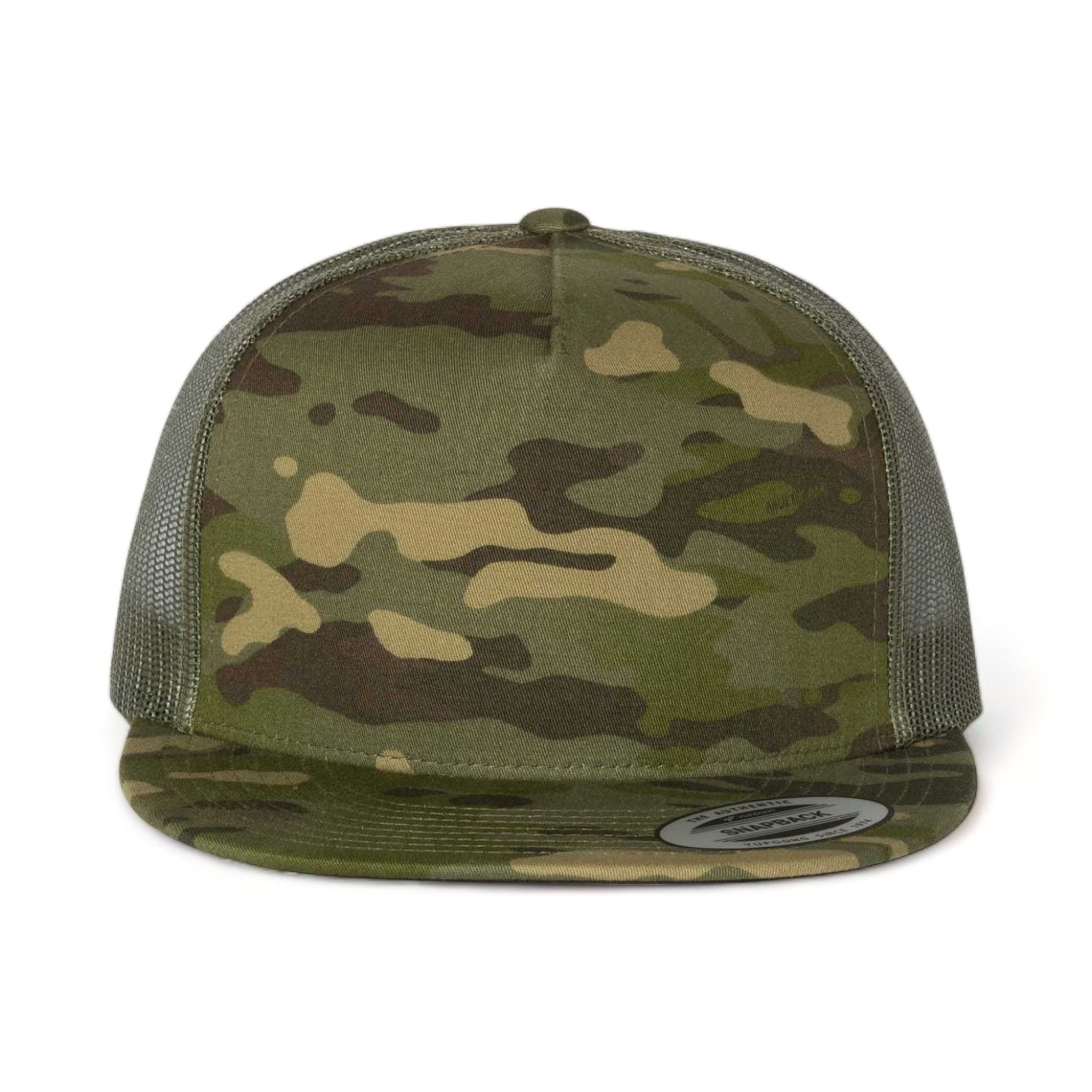 Front view of YP Classics 6006 custom hat in multicam tropic and green