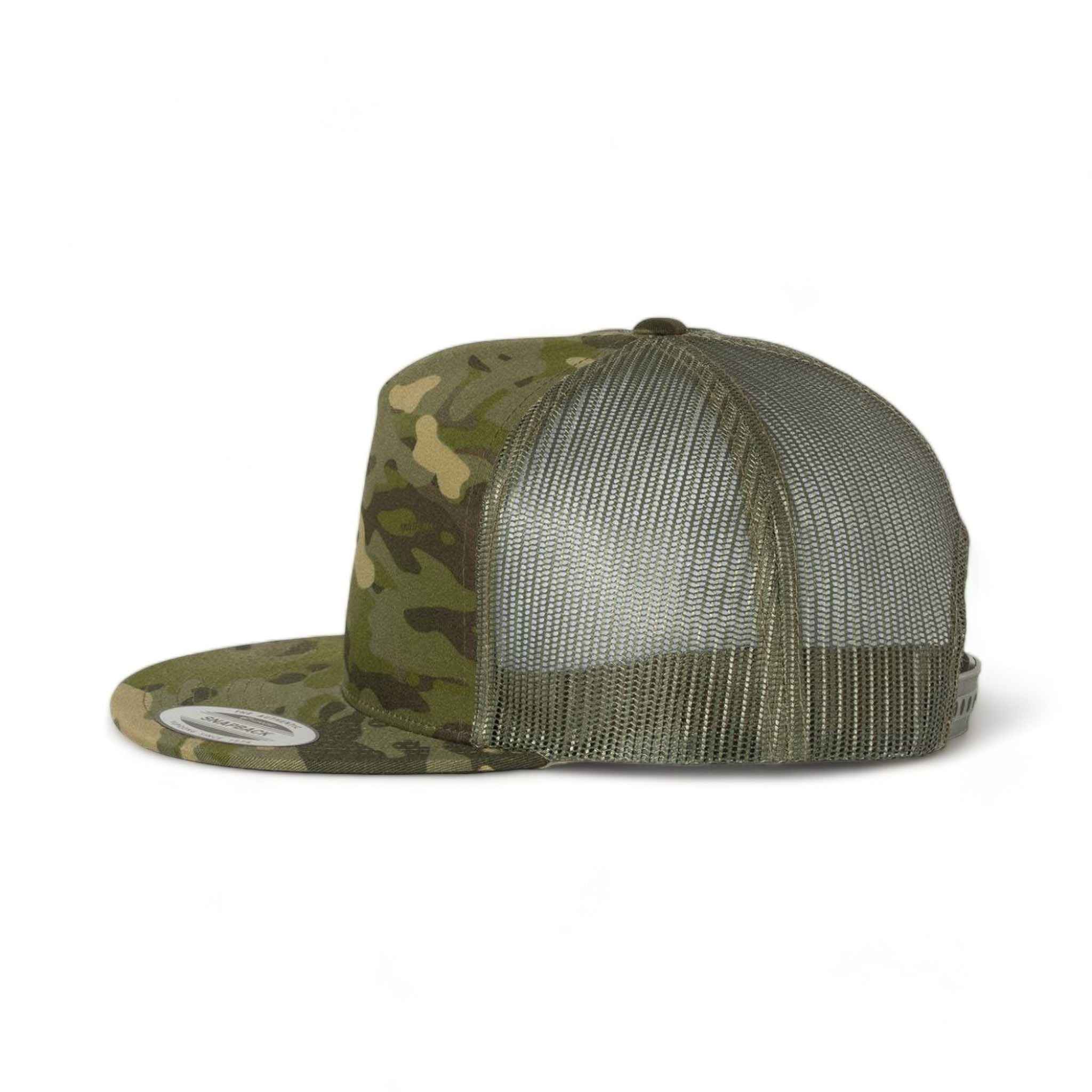 Side view of YP Classics 6006 custom hat in multicam tropic and green