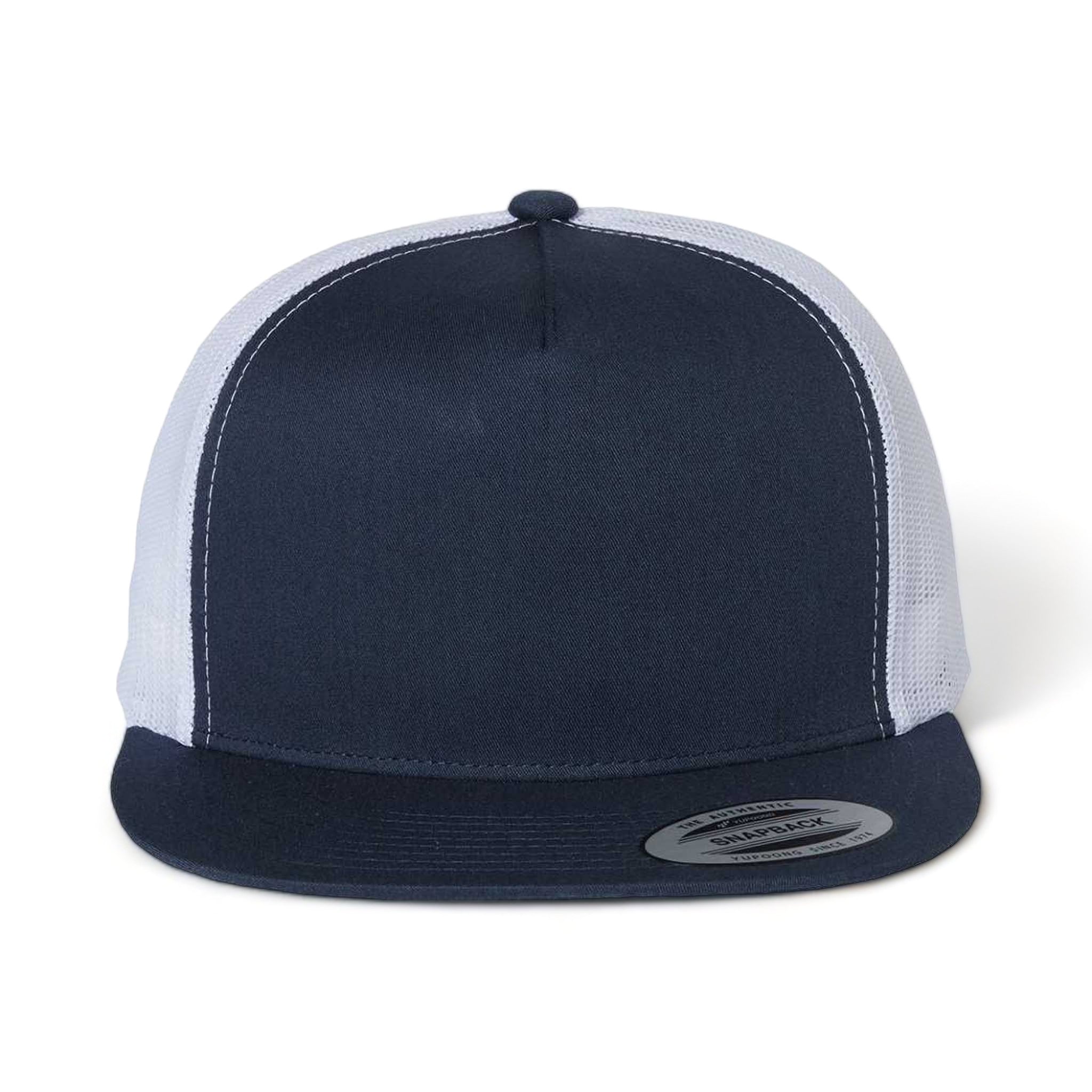 Front view of YP Classics 6006 custom hat in navy and white